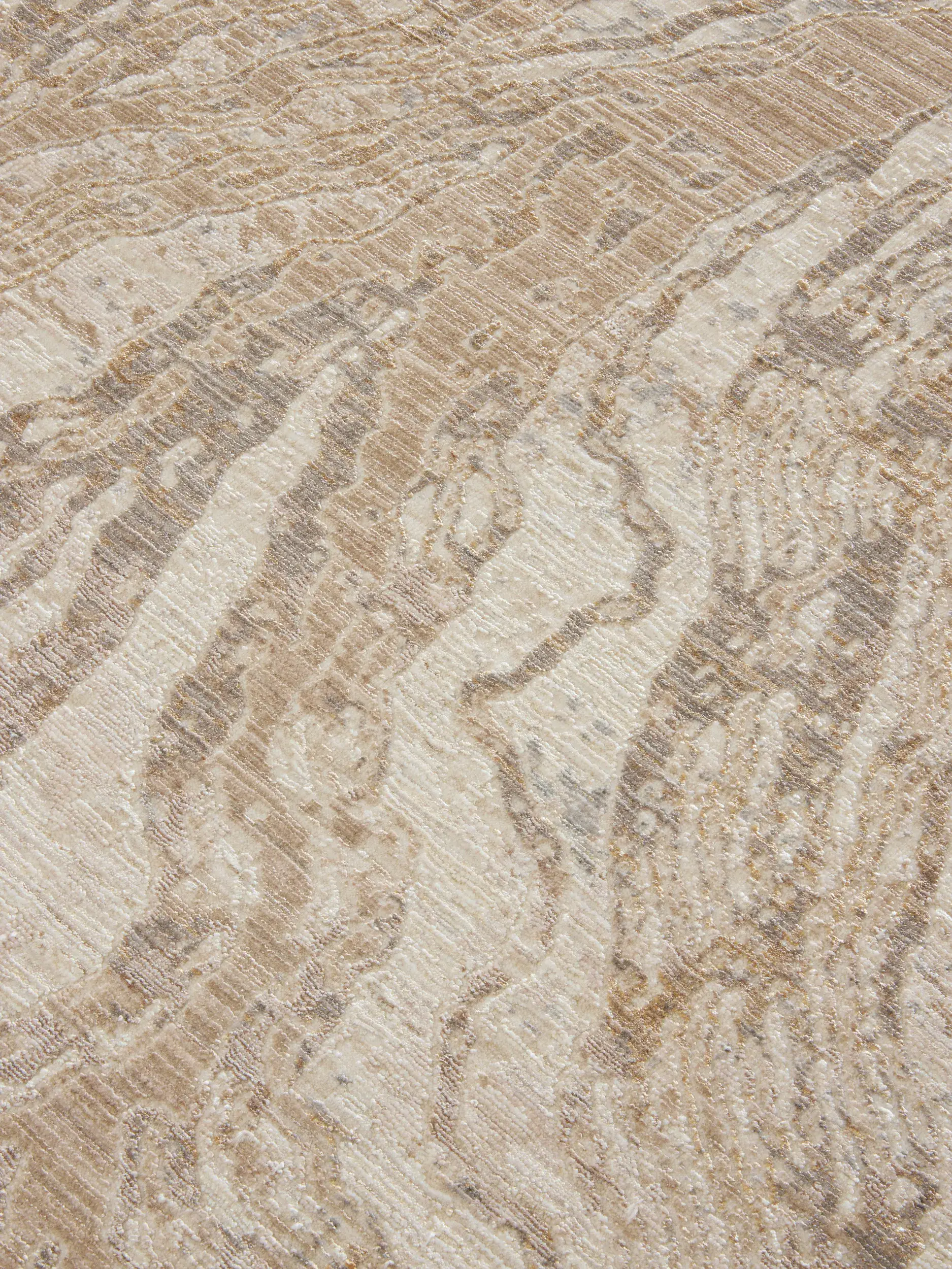 Tapis Nero en 85% Polyester, 15% Viscose en Beige de benuta Finest