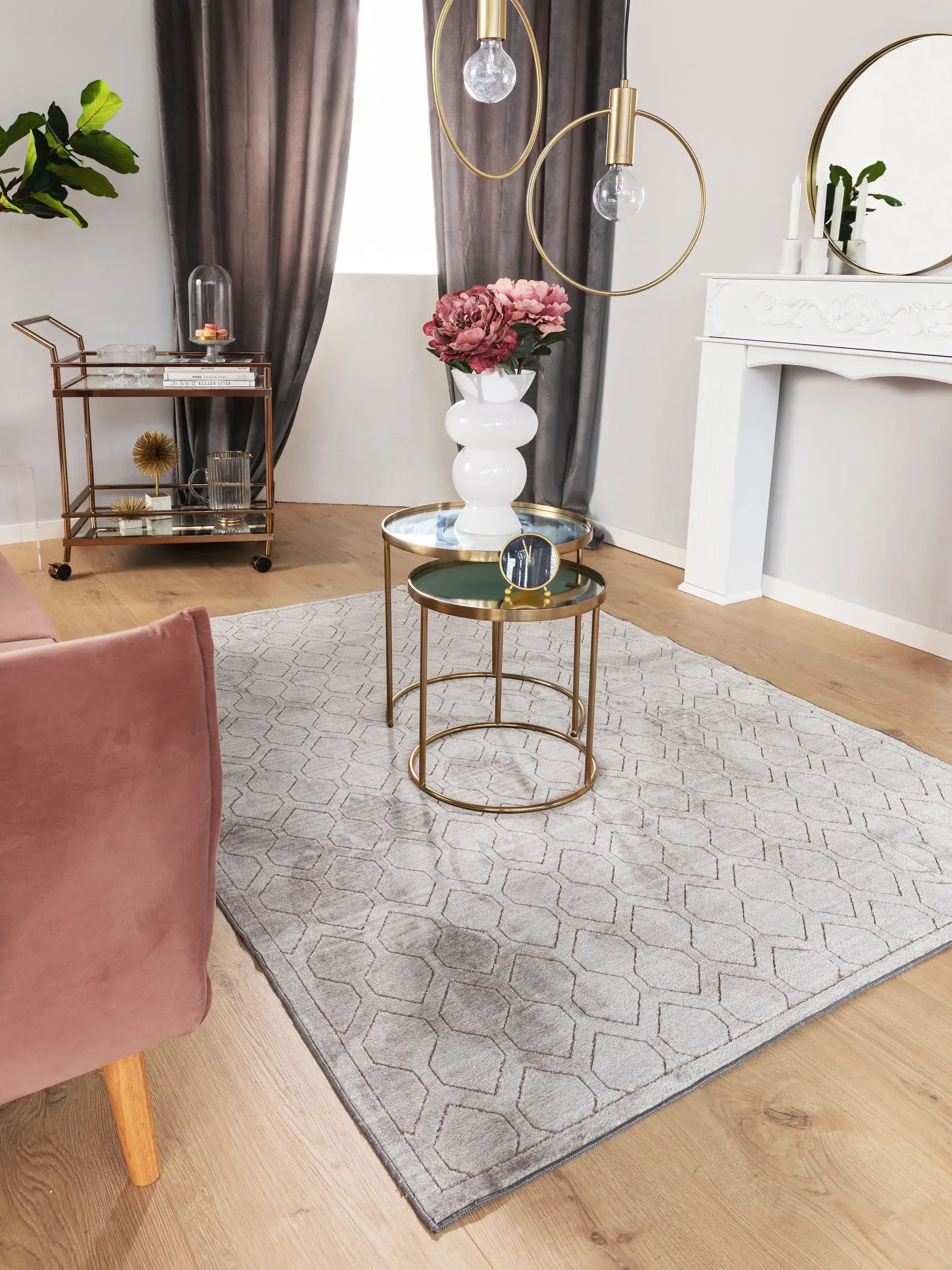 Rug made of 100% Polyester in Grey with a 100% Polyester high pile by benuta