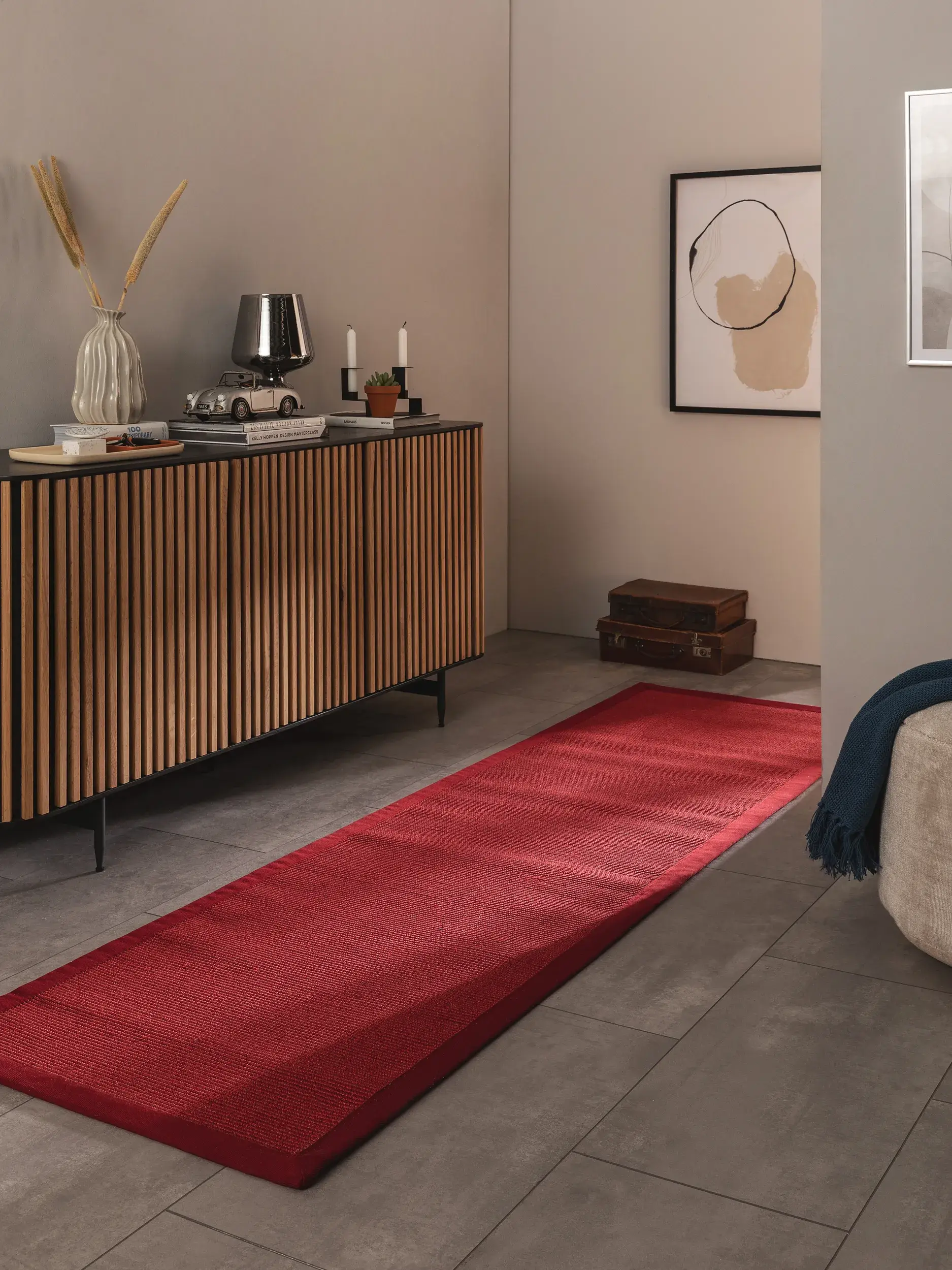 Teppich aus 100% Sisal in Rot mit 100% Sisal hohem Flor von benuta Nest