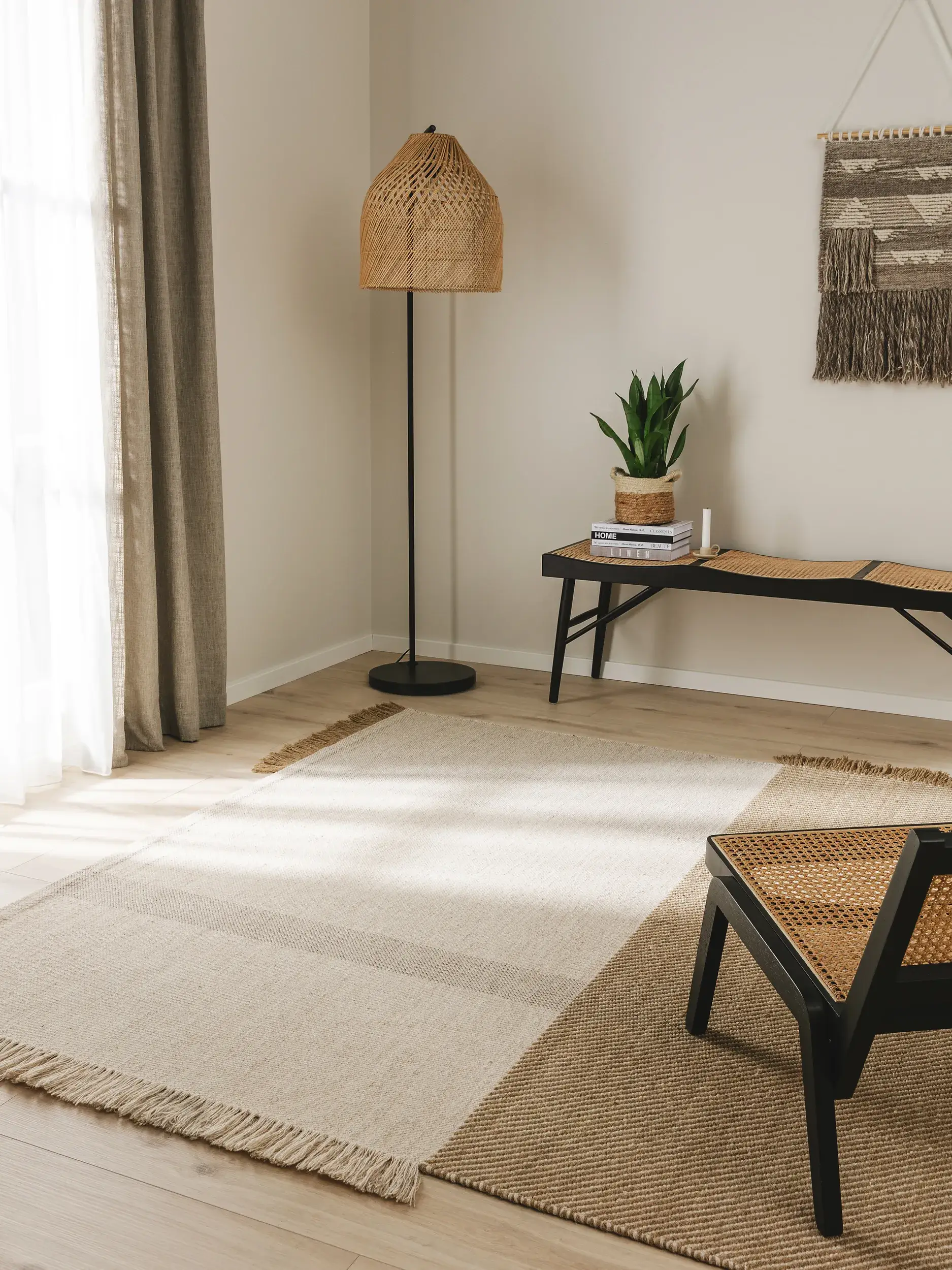 Rug Harper made of 70% Wool, 30% Cotton in Beige by benuta Pure