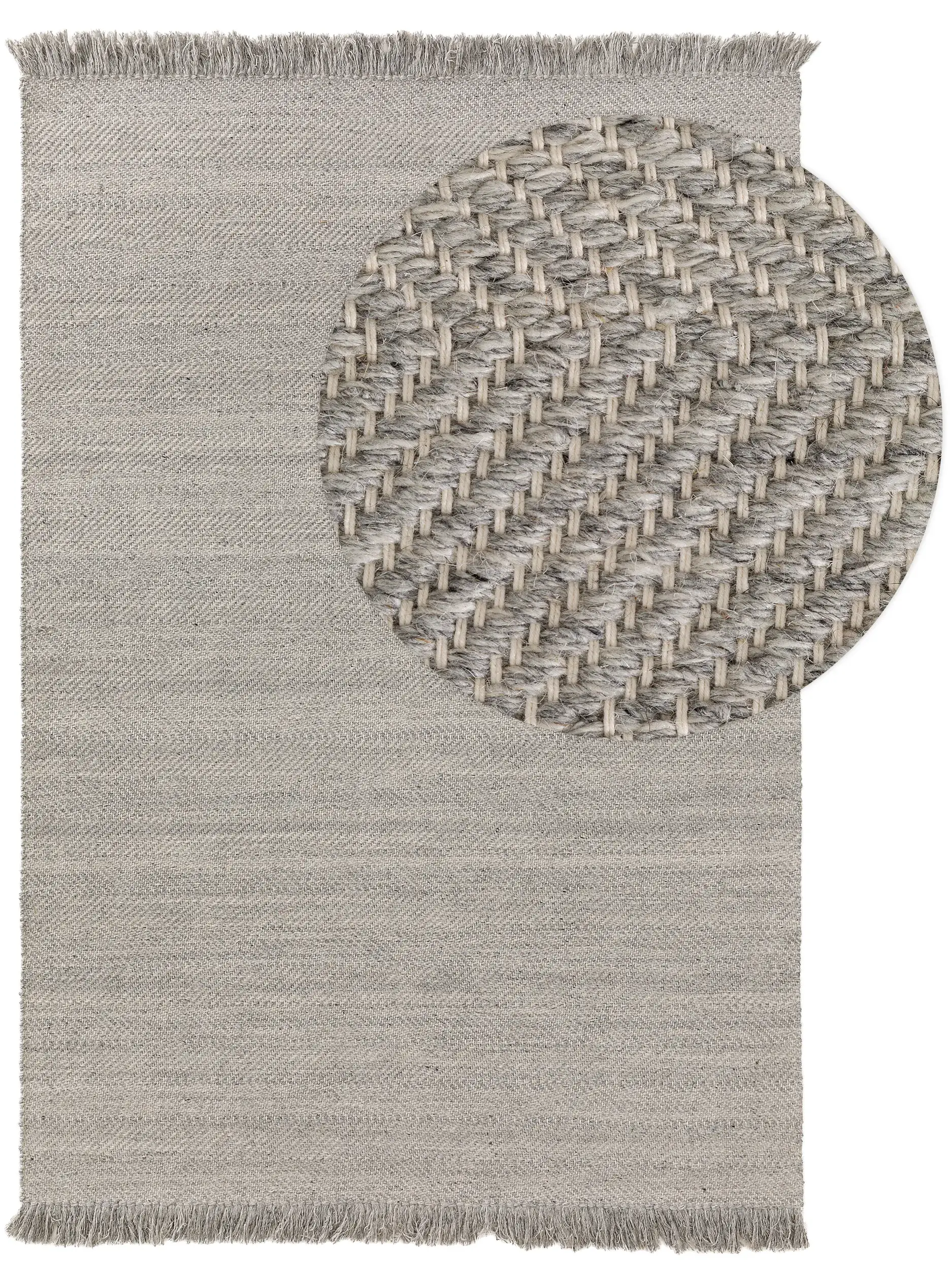 Alfombra de 60% Lana, 20% Algodón, 20% Poliéster en Gris con un pelo de {{Placeholder_Pile Height}} de altura de benuta pure