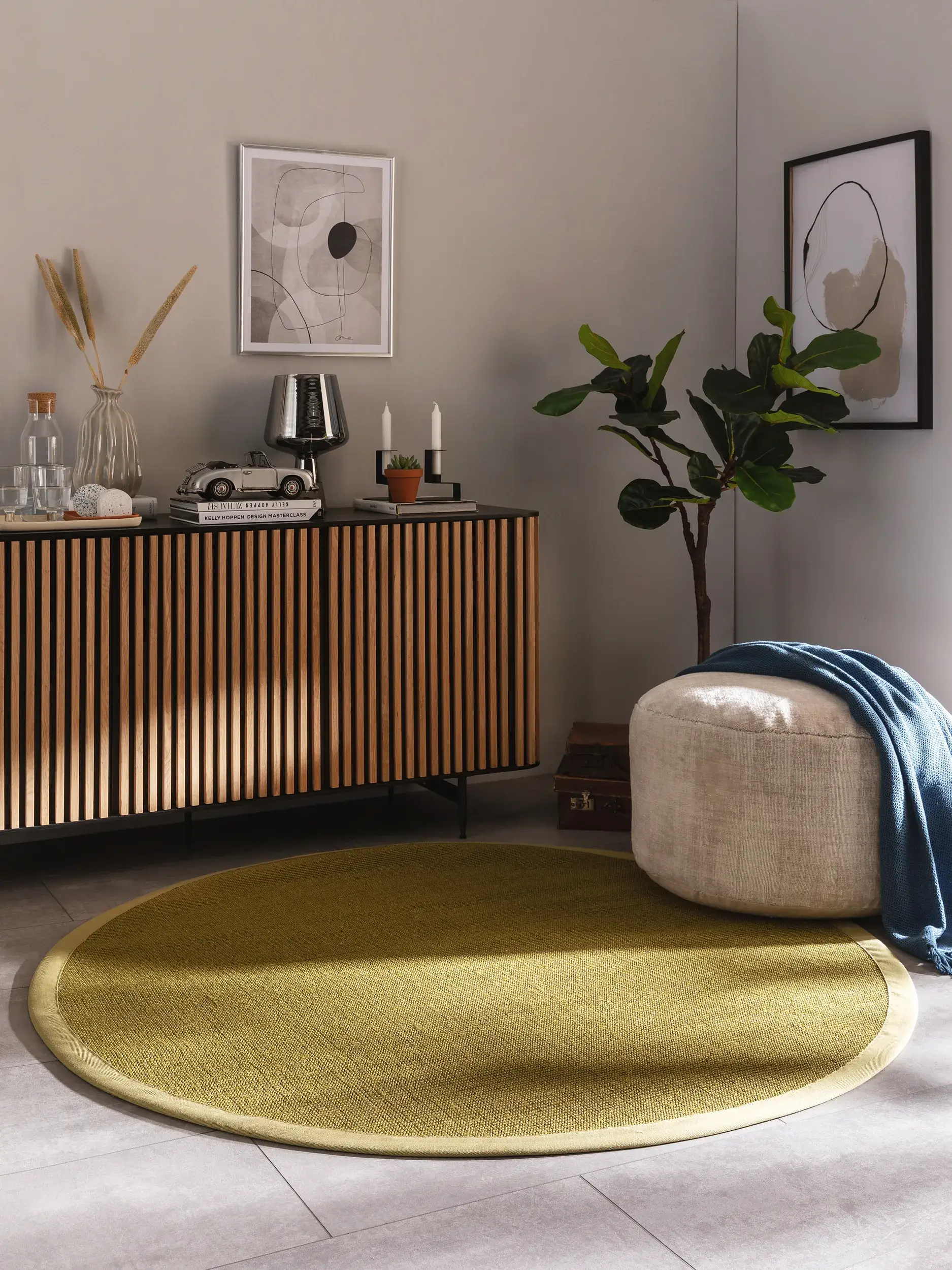 Teppich aus 100% Sisal in Grün mit 100% Sisal hohem Flor von benuta Nest