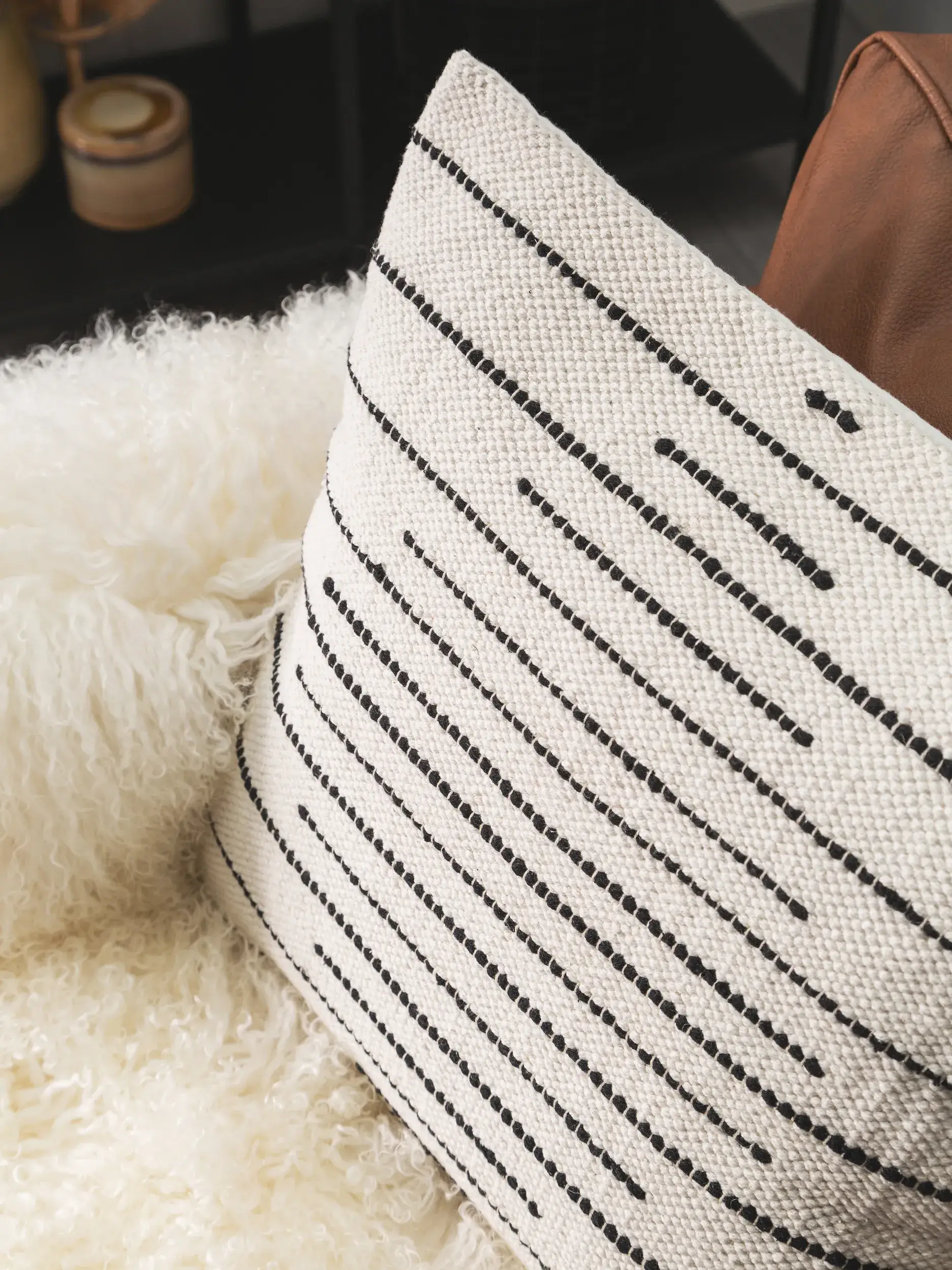 Kissenbezug Bo Ivory im Design Geometrisch aus 100% Baumwolle von benuta Pop