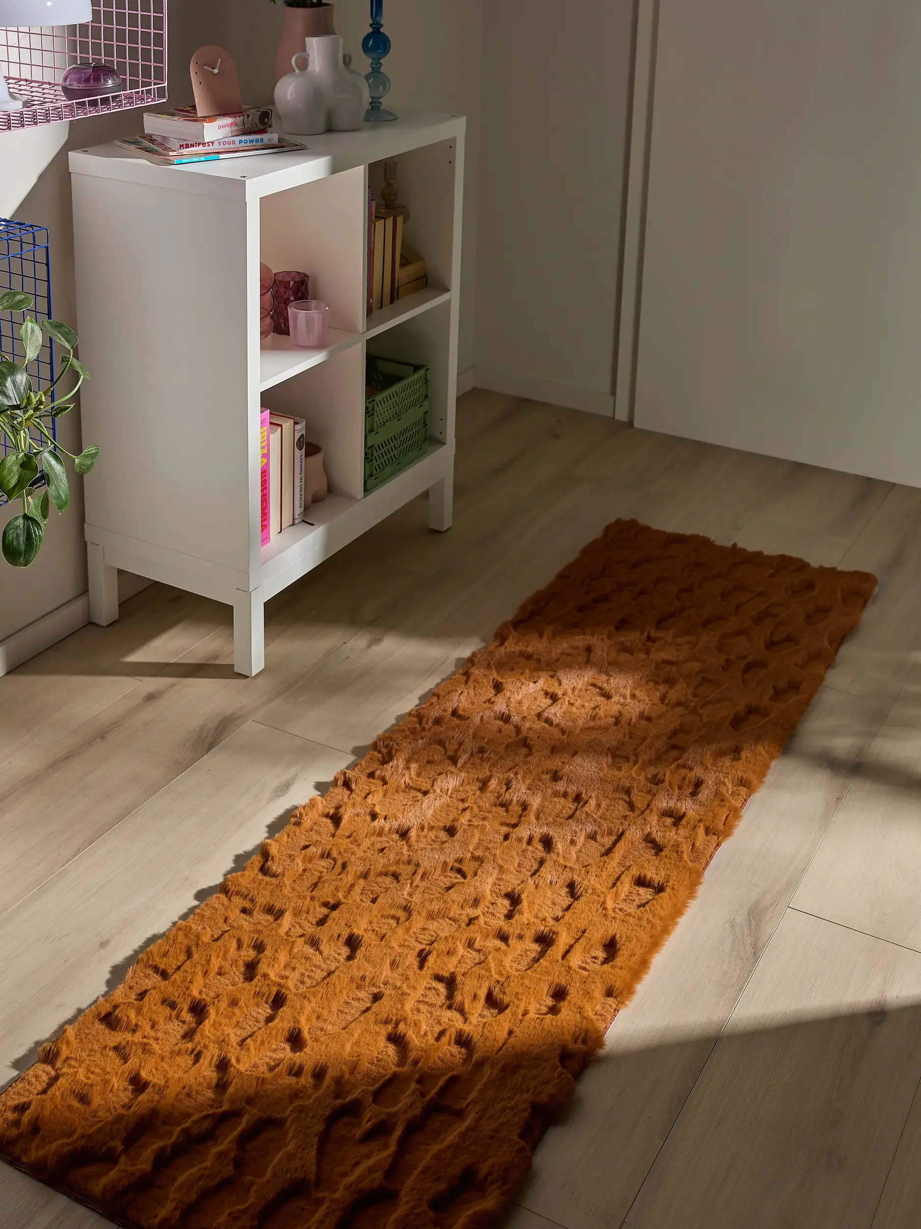 Rug made of 100% Polyester in Orange with a 100% Polyester high pile by benuta Pop