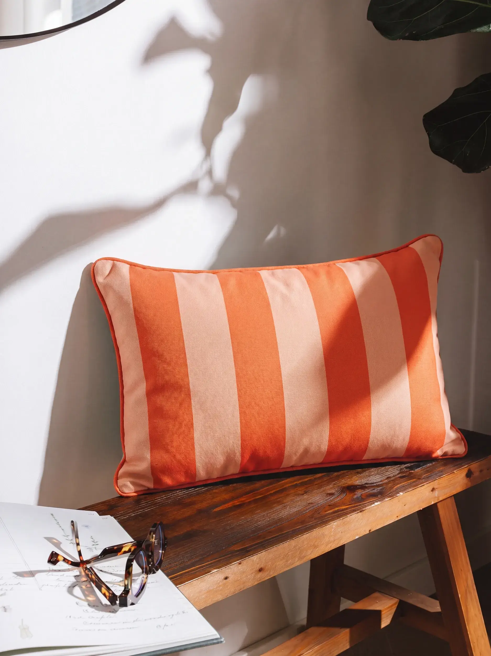 In- & Outdoor Cushion Reed Orange by benuta Nest