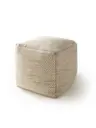 Handgefertigter Woll-Pouf Rocco Cream