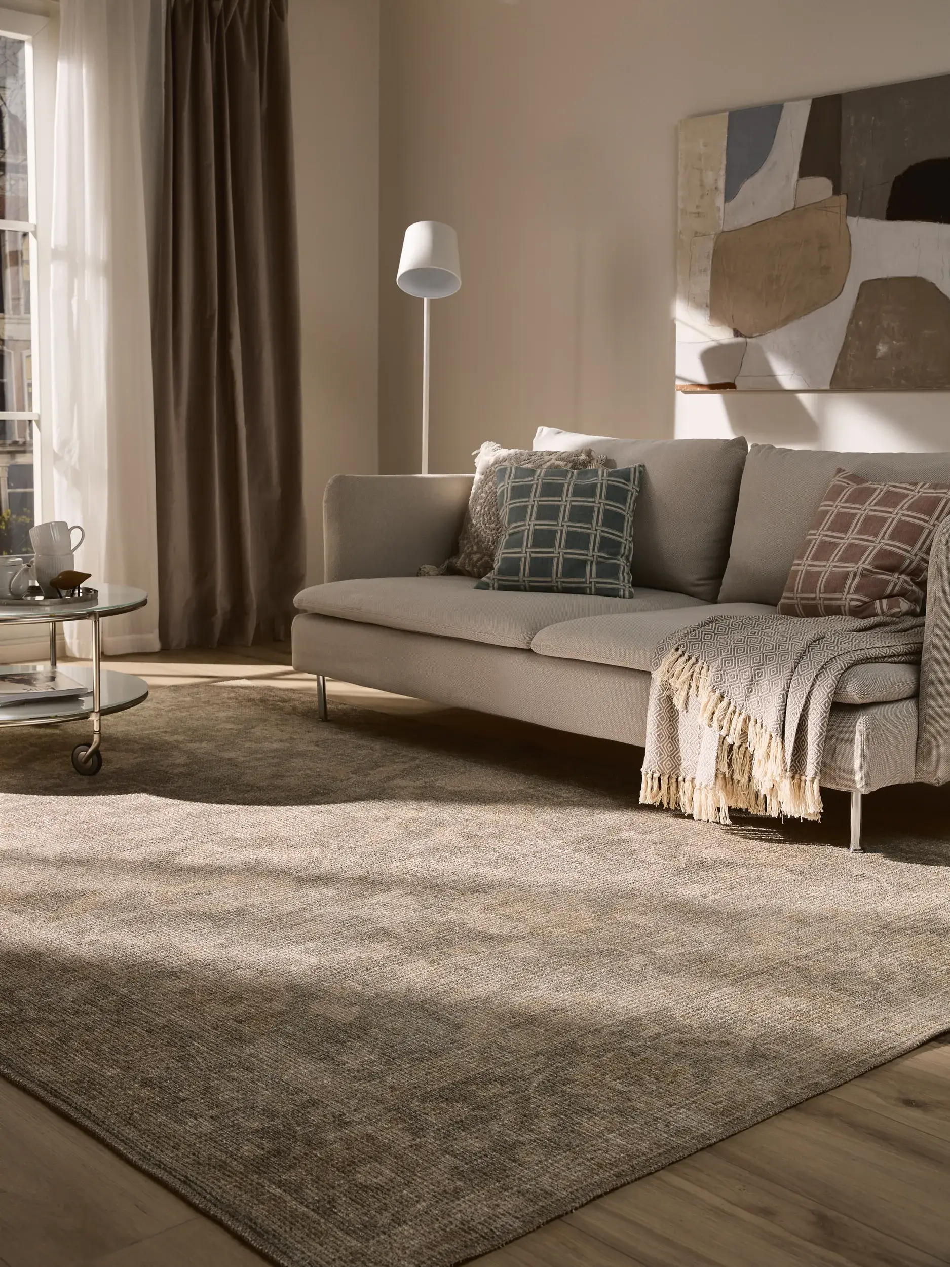 Teppich aus 50% Polyester, 50% Polycotton in Beige mit 50% Polyester, 50% Polycotton hohem Flor von benuta Nest