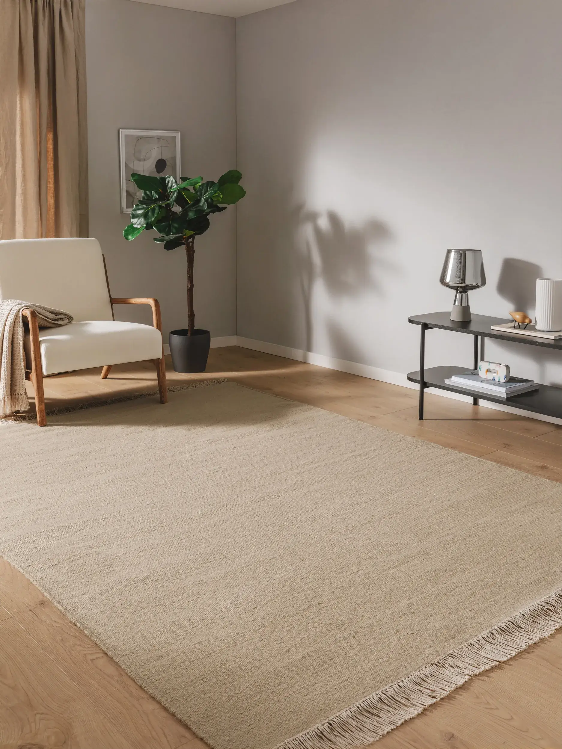 Teppich aus 80% Wolle, 20% Baumwolle in Beige mit 80% Wolle, 20% Baumwolle hohem Flor von benuta Pop