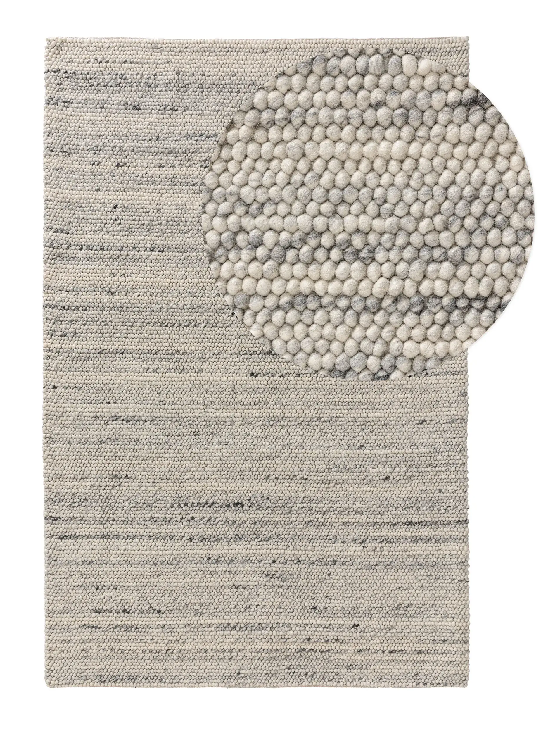 Teppich aus 70% Wolle, 30% Polyester in Grau mit 70% Wolle, 30% Polyester hohem Flor von benuta Pure