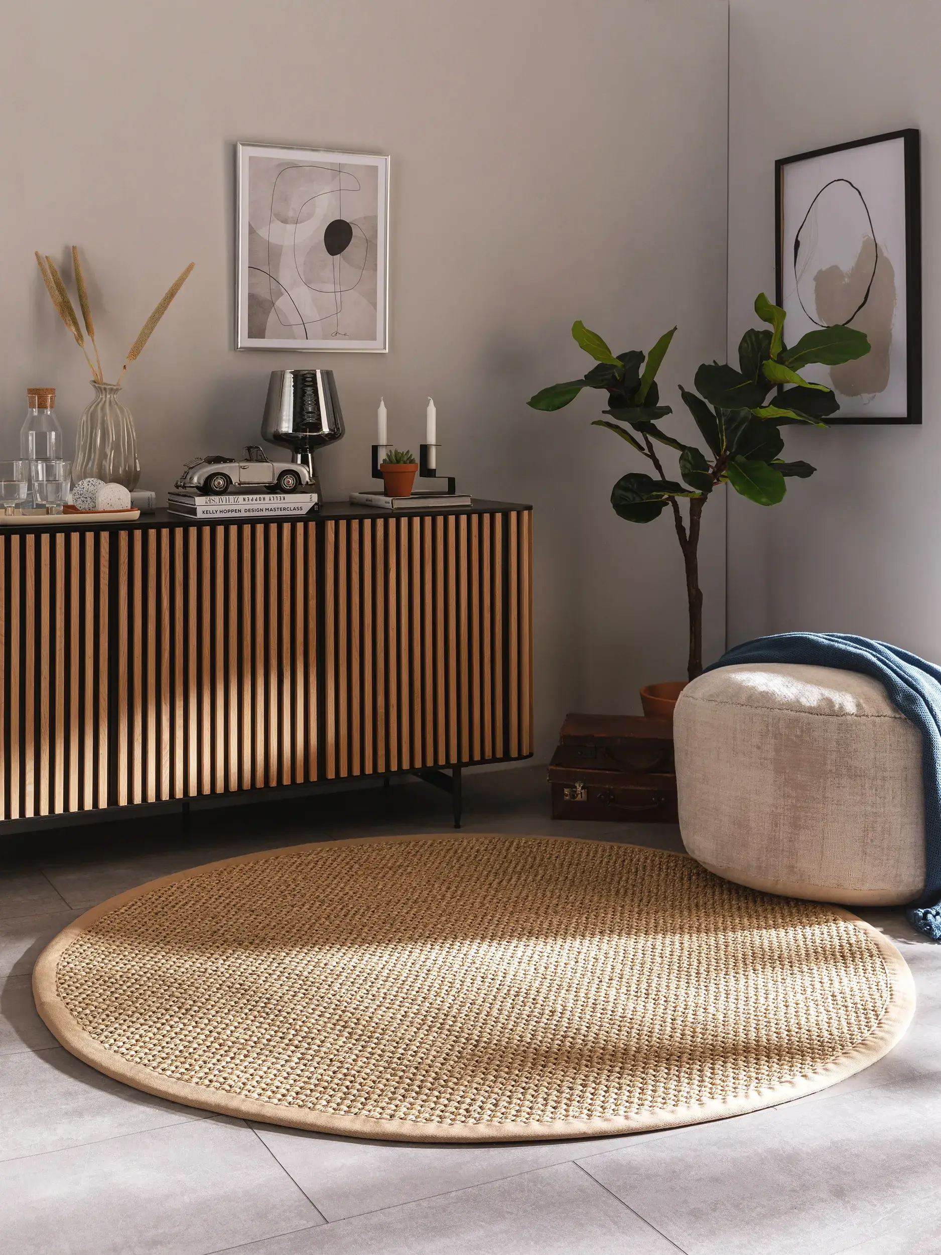 Teppich aus 100% Sisal in Beige mit 100% Sisal hohem Flor von benuta Pure