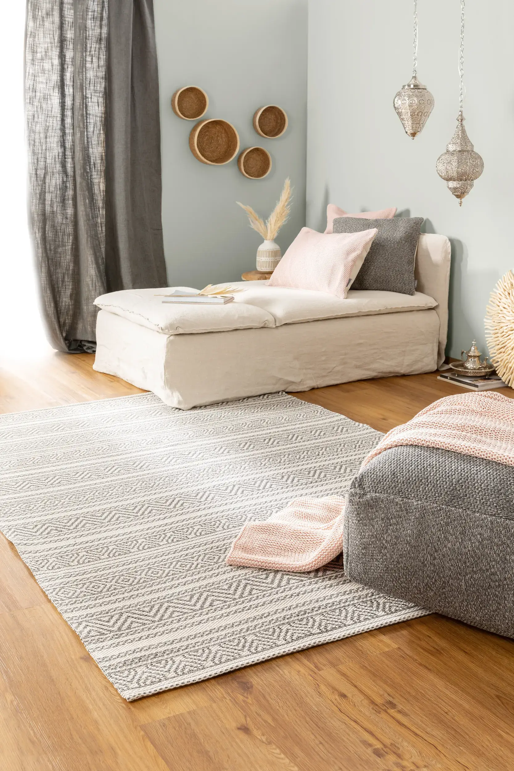 Teppich aus 100% Baumwolle in Grau mit 100% Baumwolle hohem Flor von benuta Nest