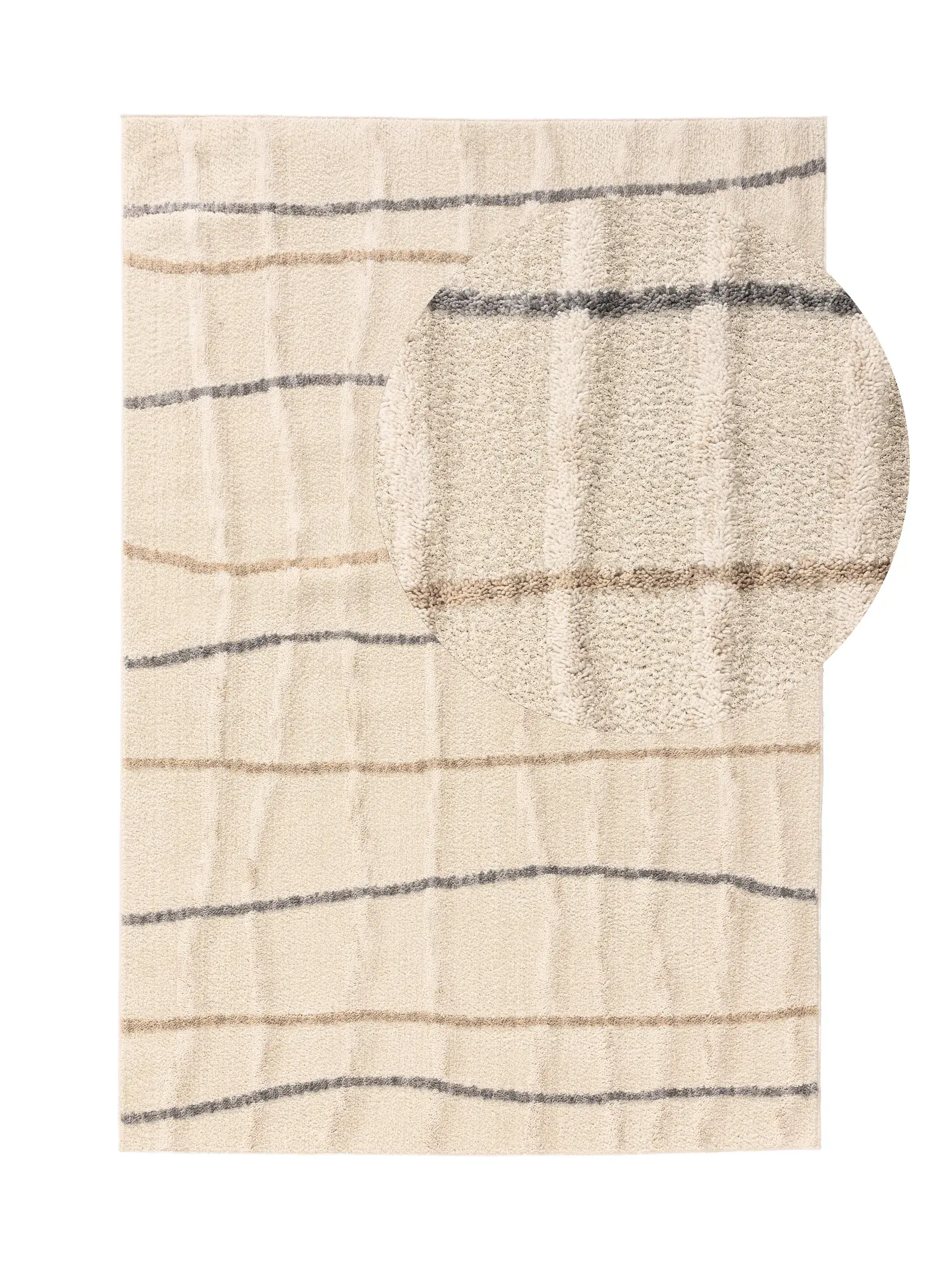Rug made of 100% Polyester in White with a 100% Polyester high pile by benuta Pop