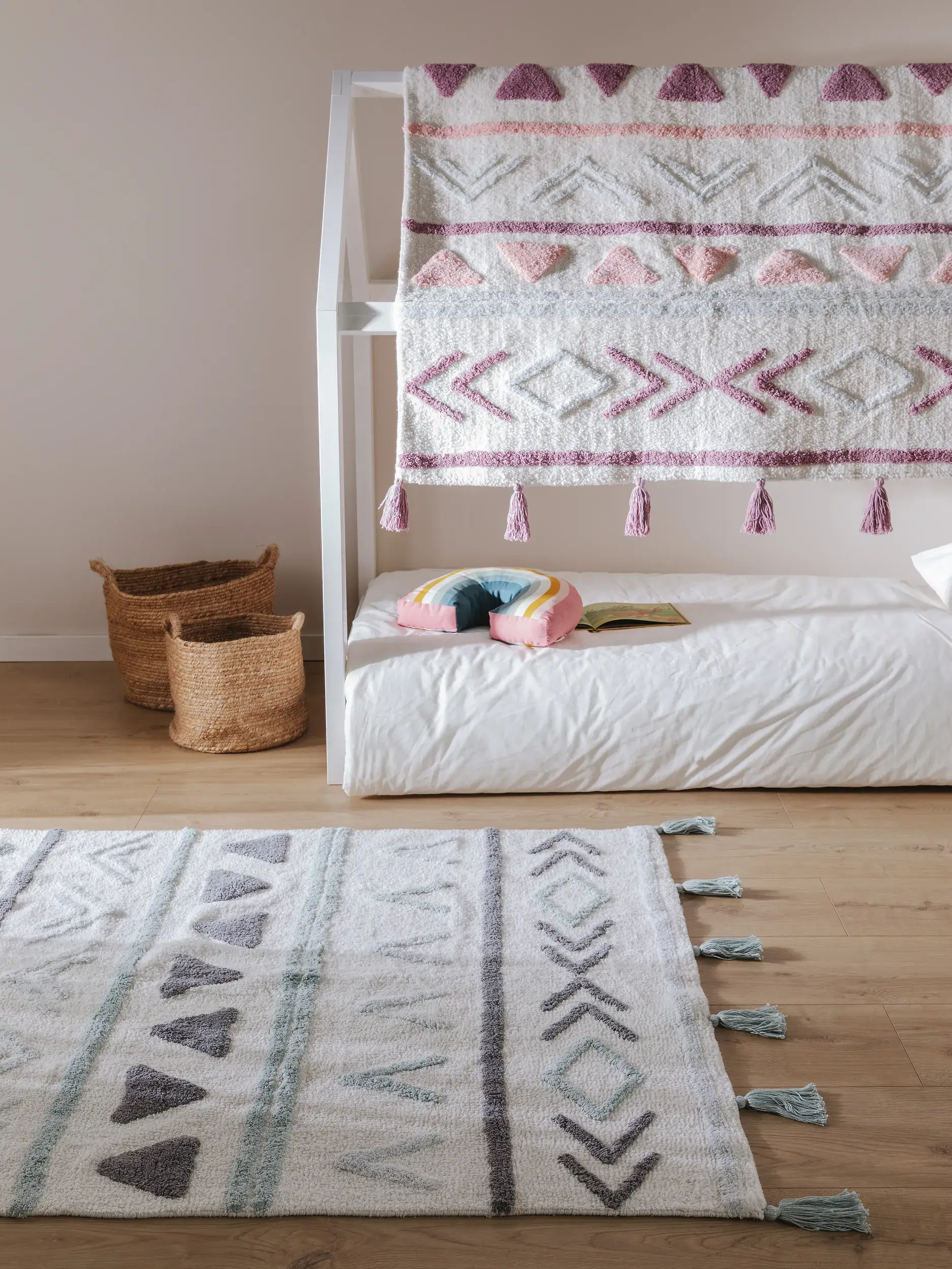 Matta av 100% Bomull i Rosa med 100% Bomull hög lugg från Lytte