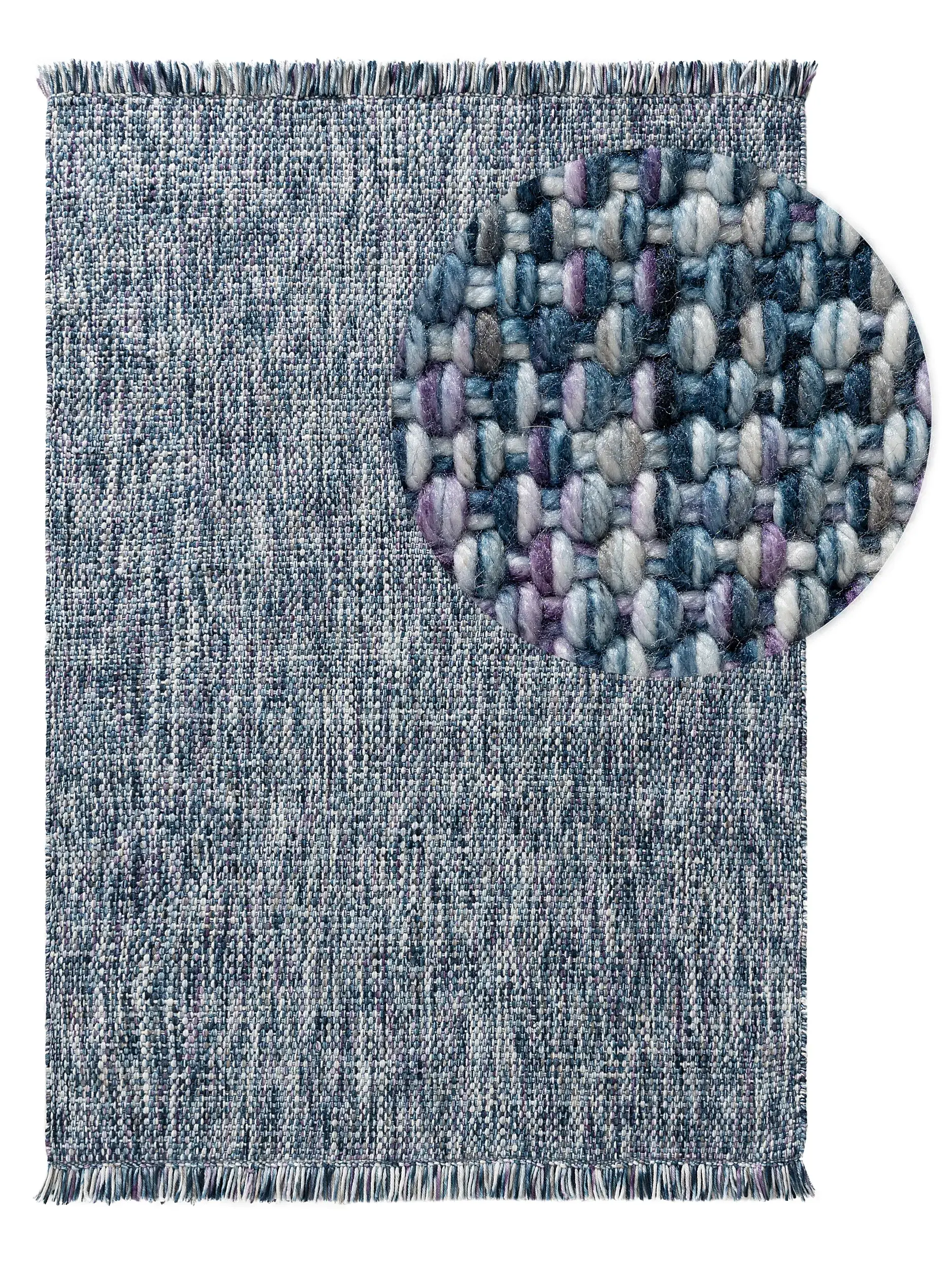 Tappeto di 100% Poliestere (PET riciclato) in Azzurro con pelo alto 100% Poliestere (PET riciclato) da benuta POP