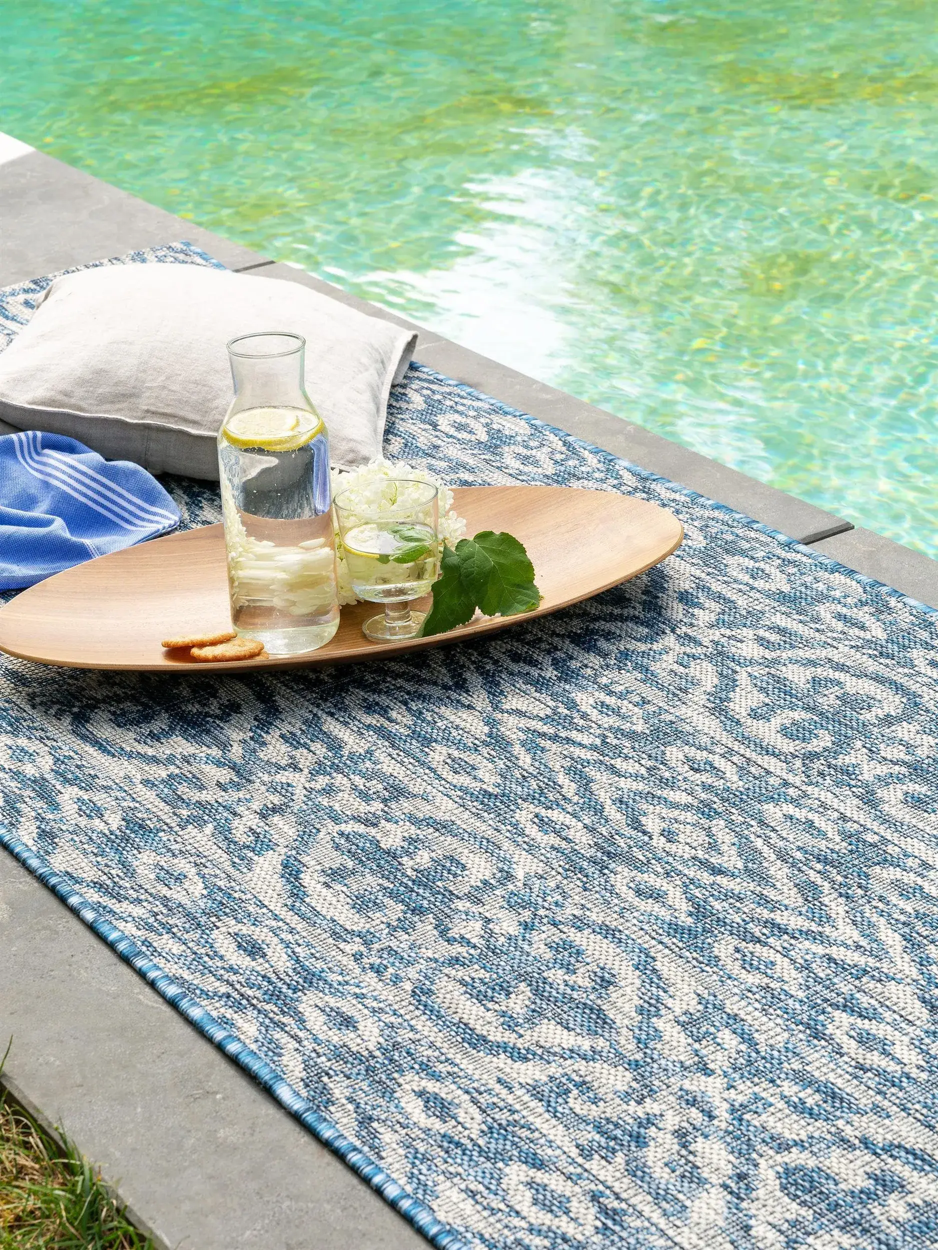 Teppich aus 100% Polypropylen in Blau mit 100% Polypropylen hohem Flor von benuta