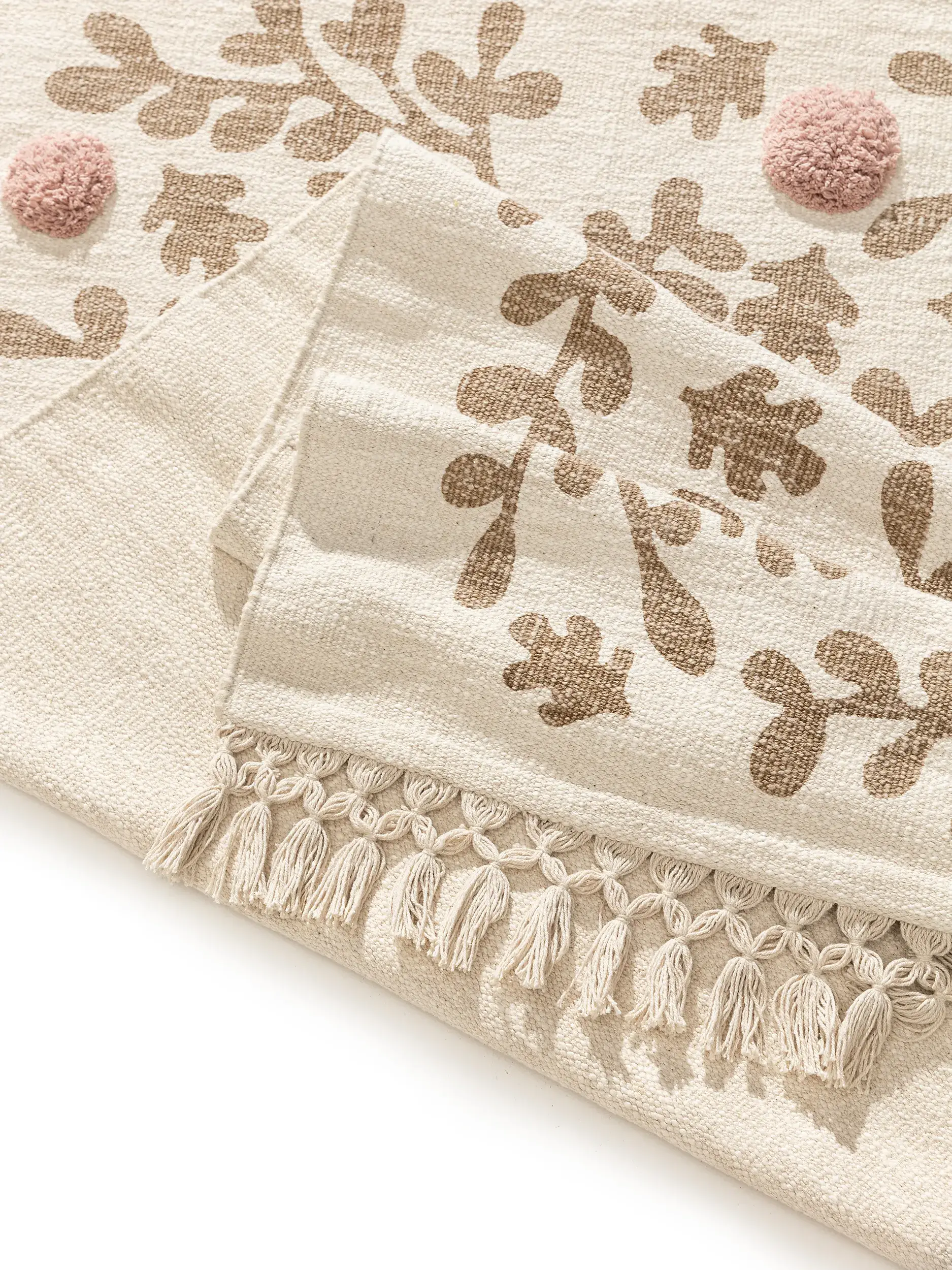 Teppich aus 100% Baumwolle in Beige mit 100% Baumwolle hohem Flor von Lytte