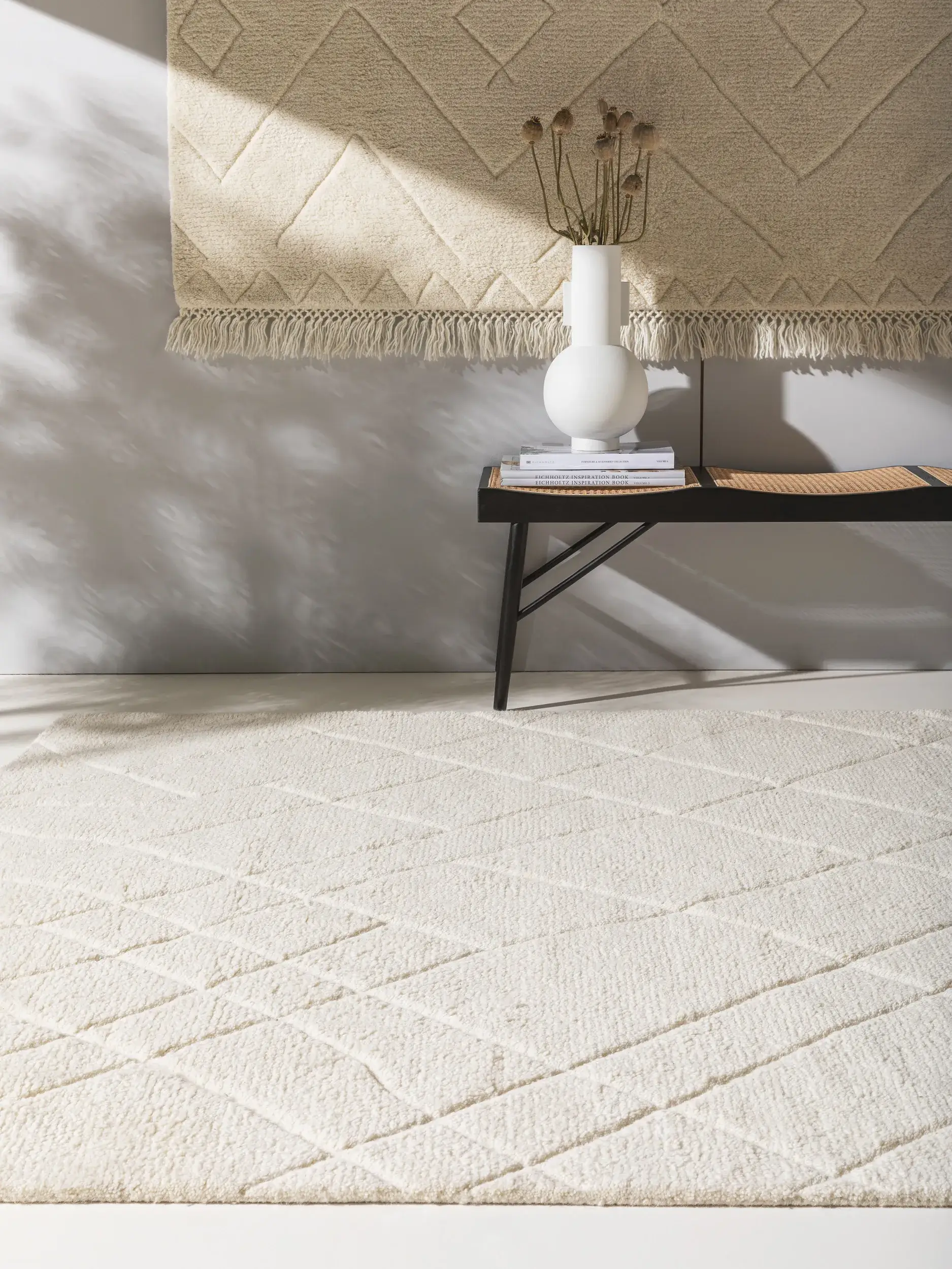 Alfombra de 100% Lana (de Nueva Zelanda) en Blanco con un pelo de {{Placeholder_Pile Height}} de altura de benuta Finest