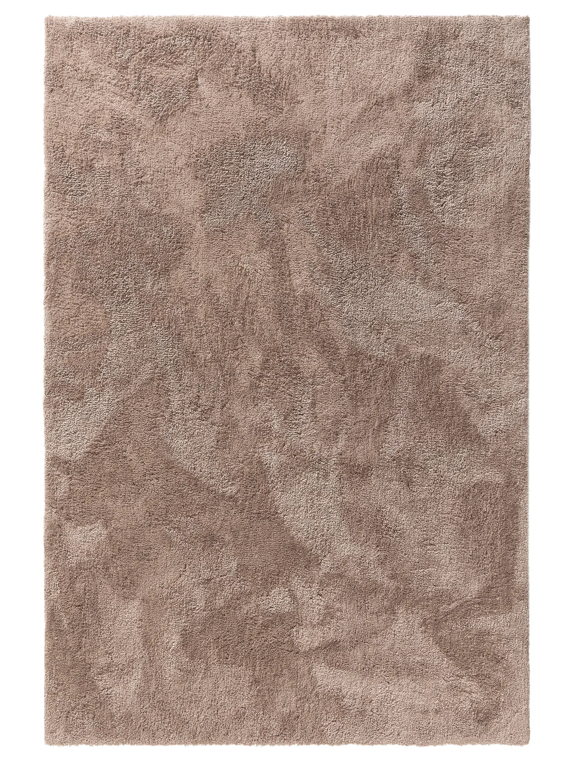 Rug made of 100% Polyester in Taupe with a 100% Polyester high pile by benuta Nest