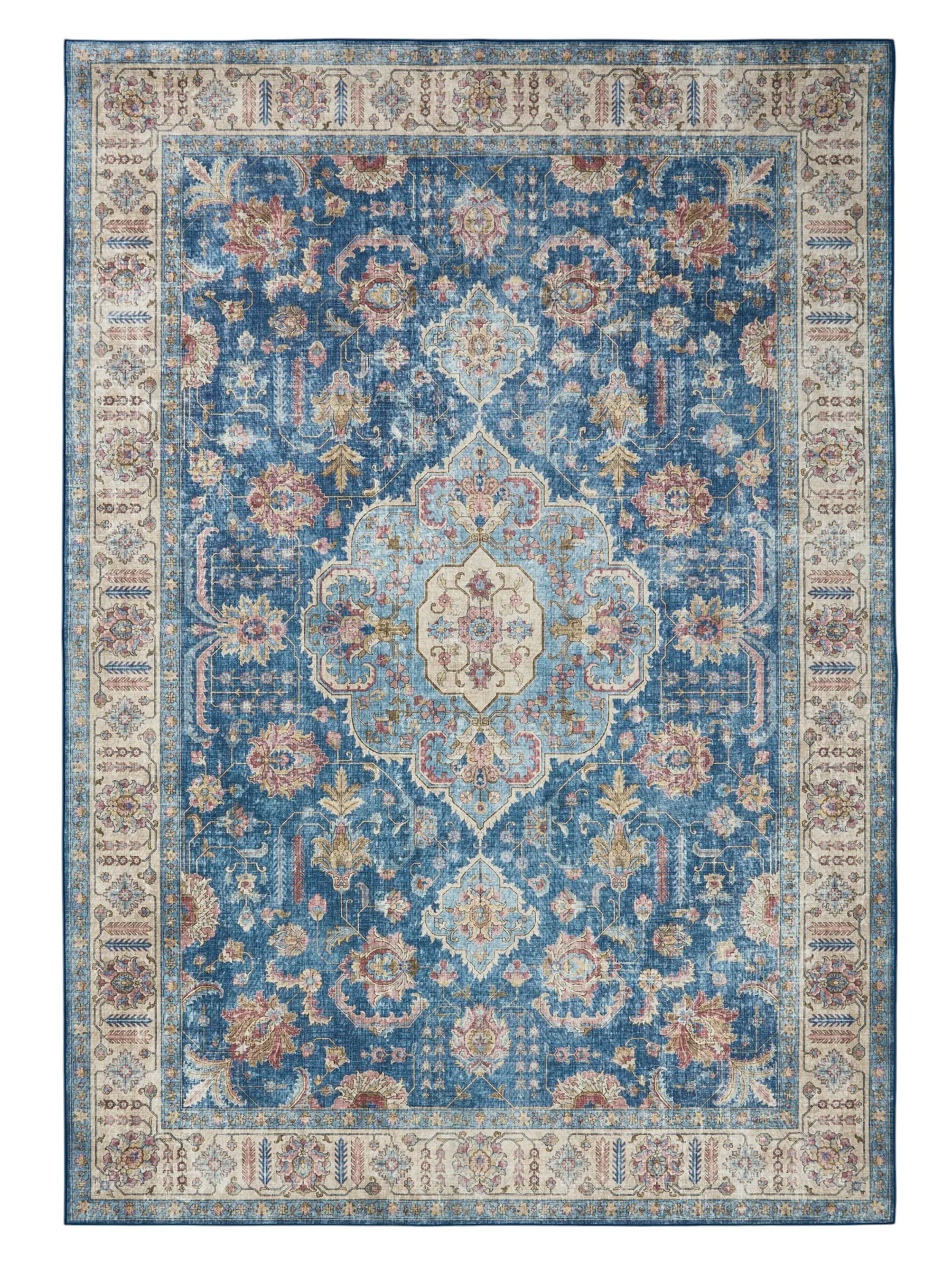 Teppich aus 100% Polyester in Blau mit 100% Polyester hohem Flor von benuta Pop