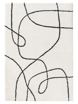 Shaggy rug Louise Black/White