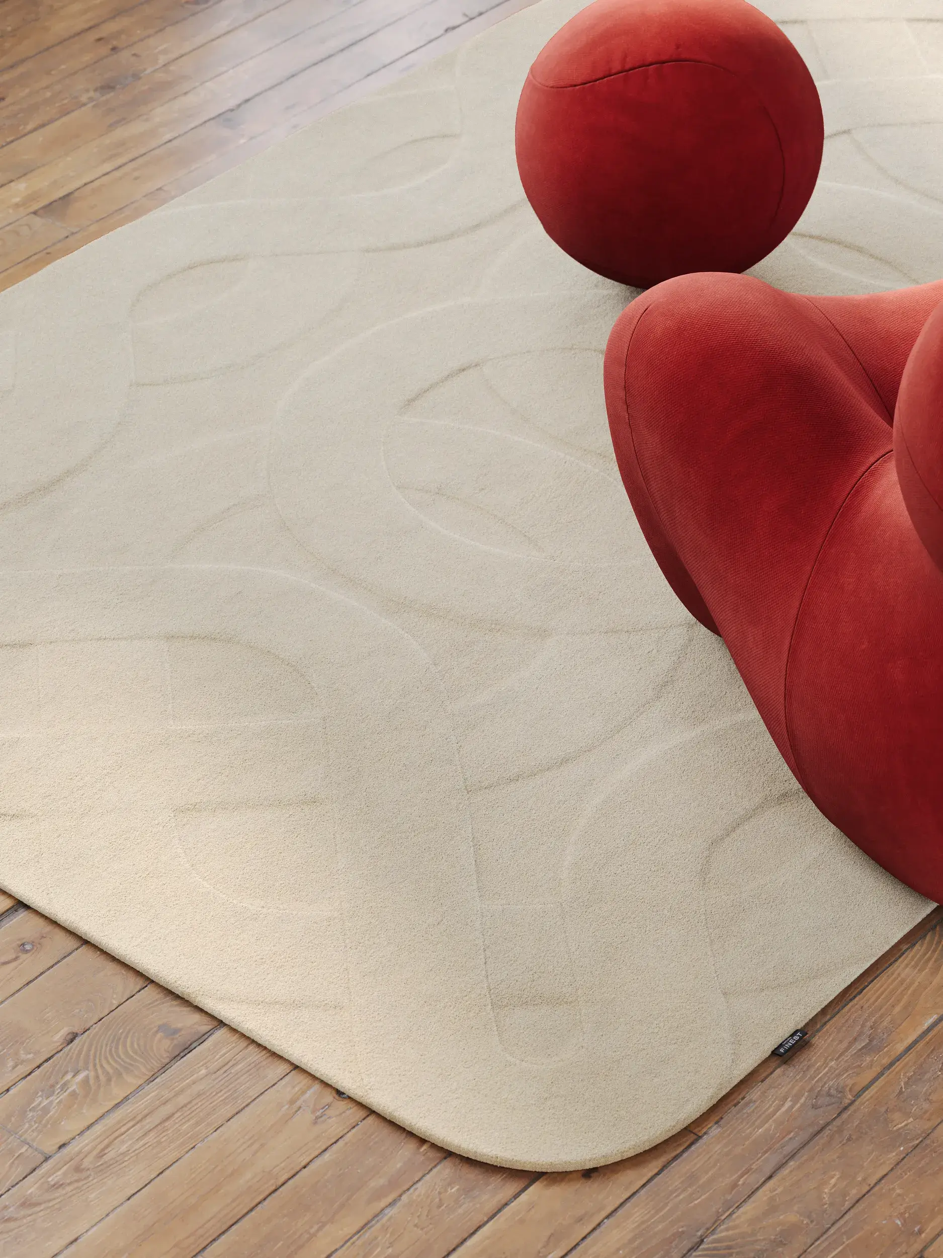 Teppich aus 100% Wolle (aus Neuseeland) in Beige mit 100% Wolle (aus Neuseeland) hohem Flor von benuta Finest