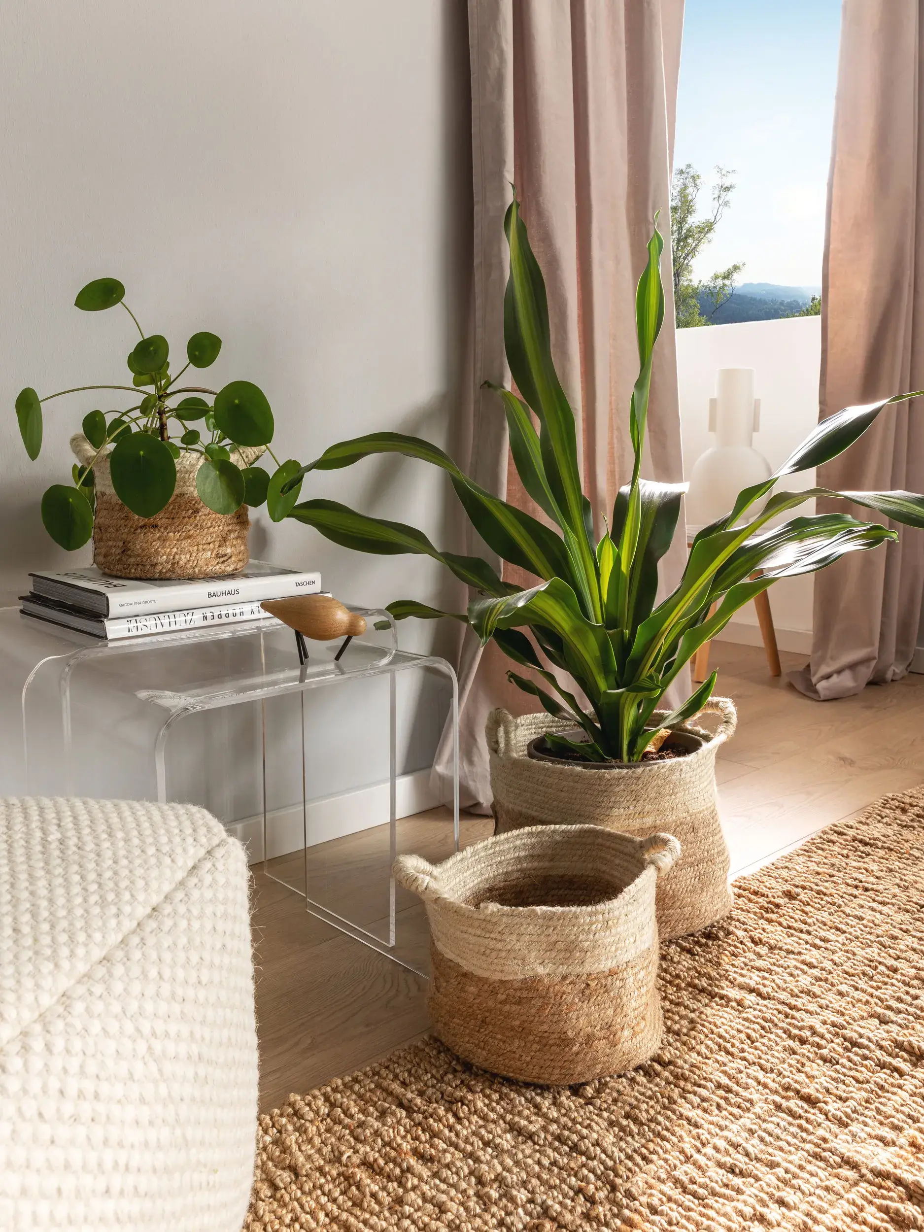 Korguppsättning (3 delar) Aylin Creme/Beige med Enfärgad-design i 100% Hampa från benuta pure