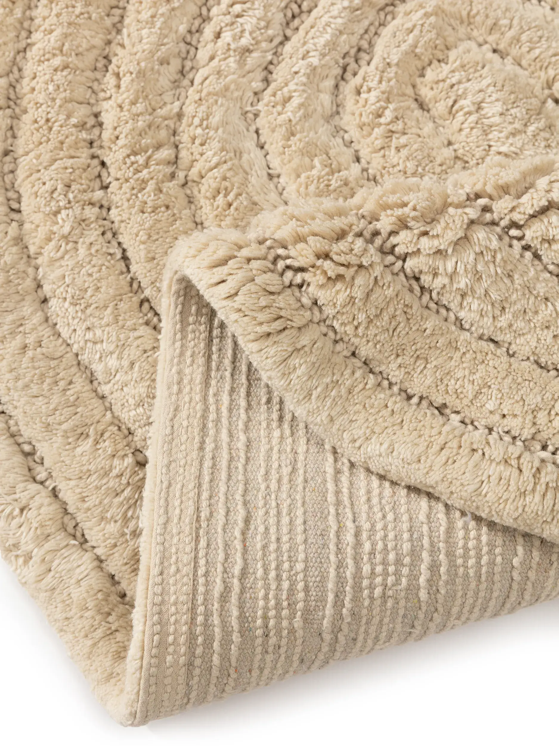 Badematte Nia Beige in Geometrisch design made of 100% Baumwolle by benuta Pop