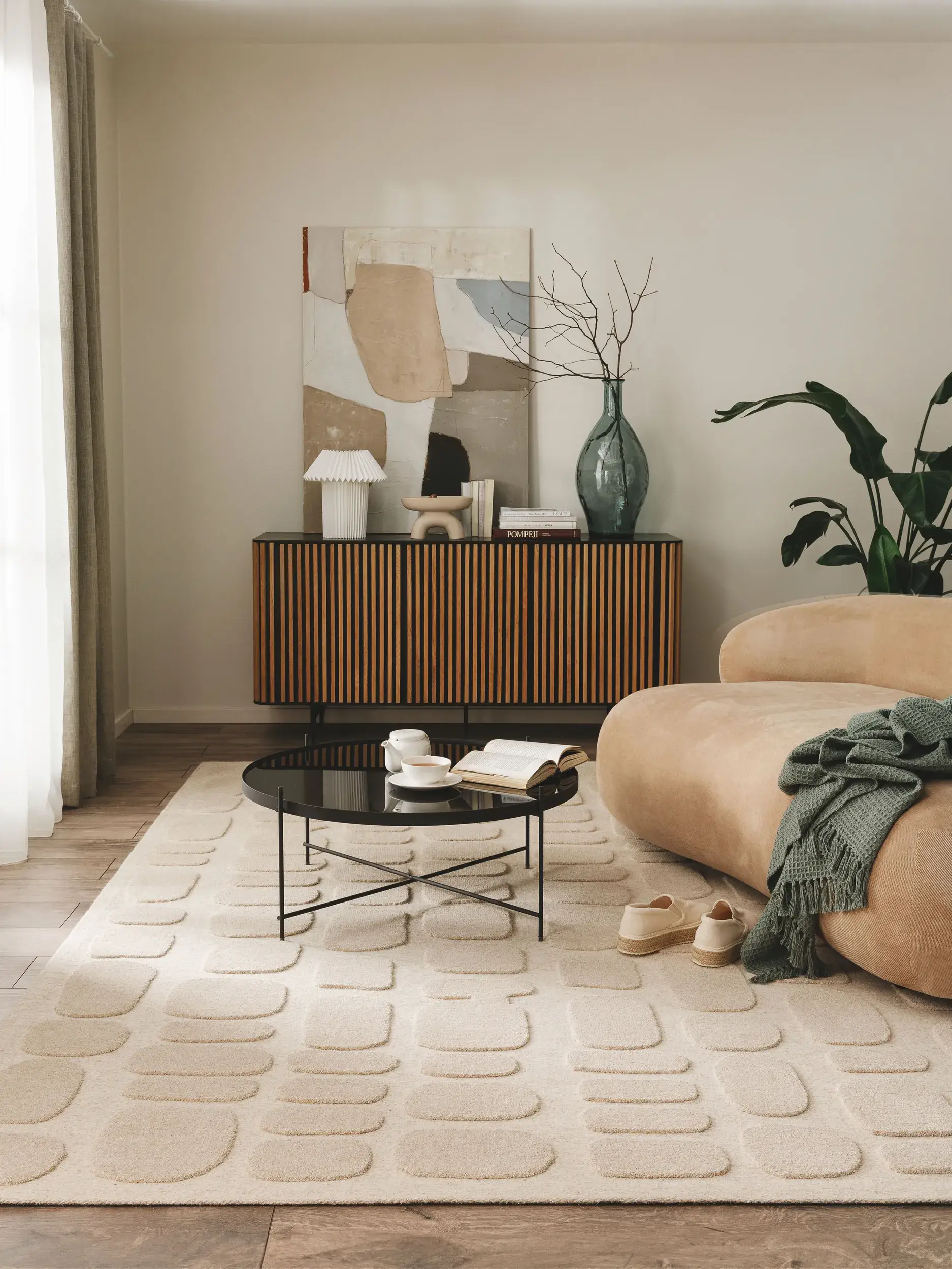 Teppich aus 80% Wolle, 20% Baumwolle in Beige mit 80% Wolle, 20% Baumwolle hohem Flor von benuta Pure