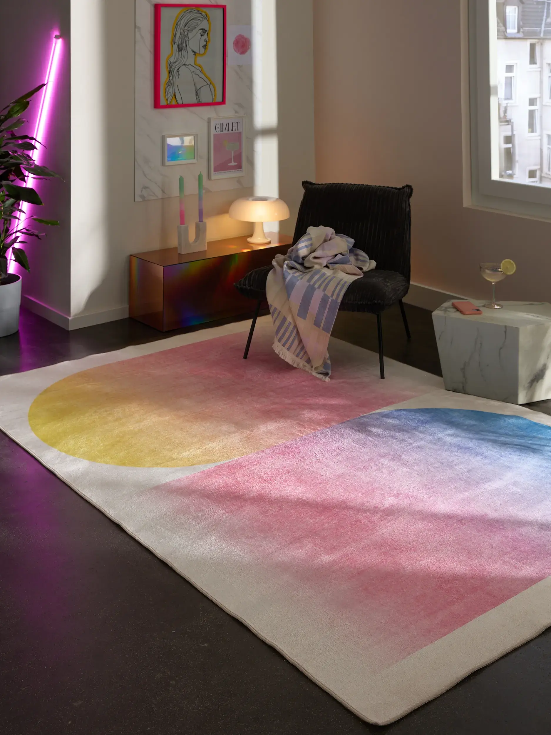 Tappeto di 100% Poliestere in Multicolor con pelo alto 100% Poliestere da benuta POP