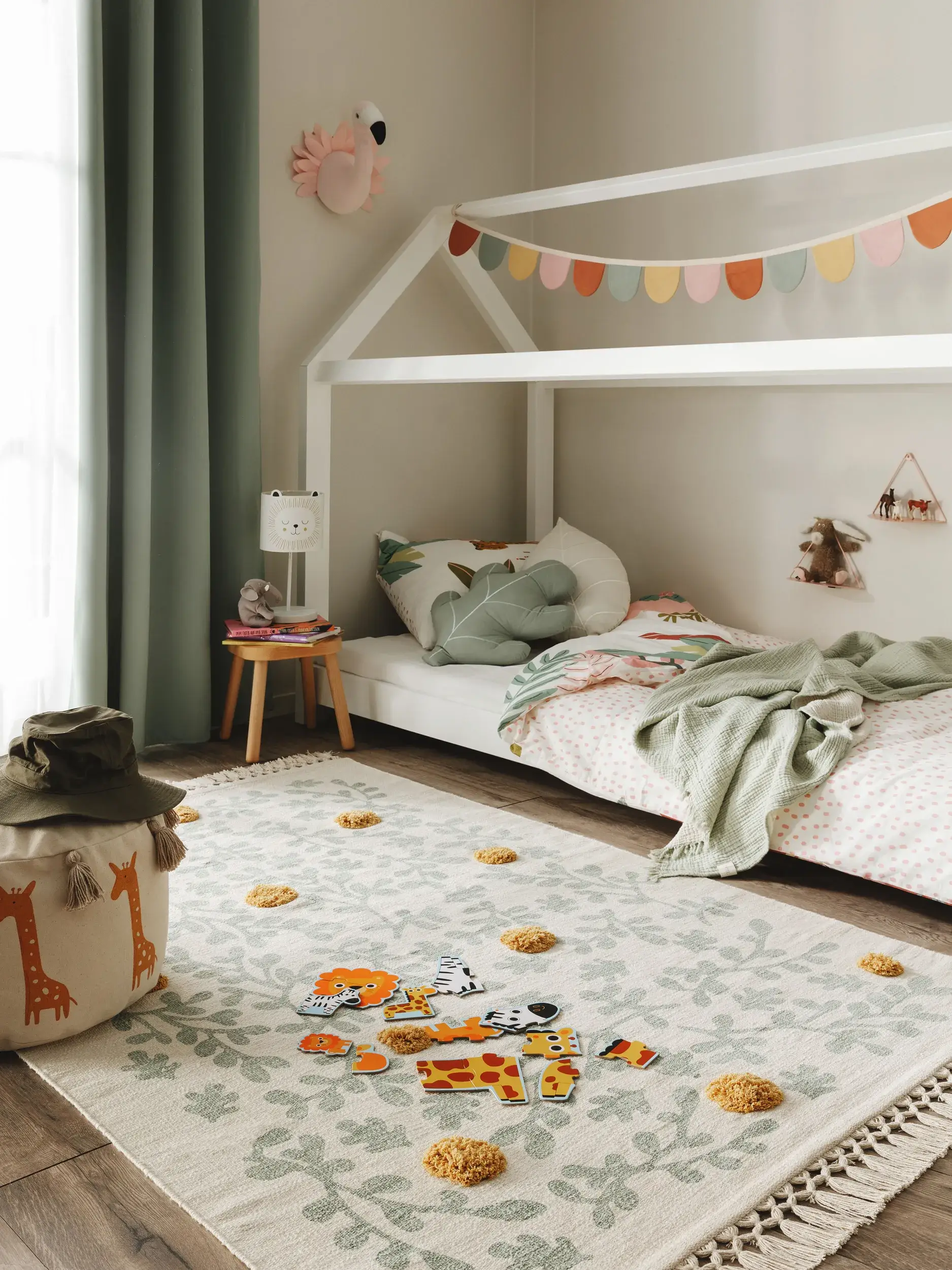 Teppich aus 100% Baumwolle in Grün mit 100% Baumwolle hohem Flor von Lytte