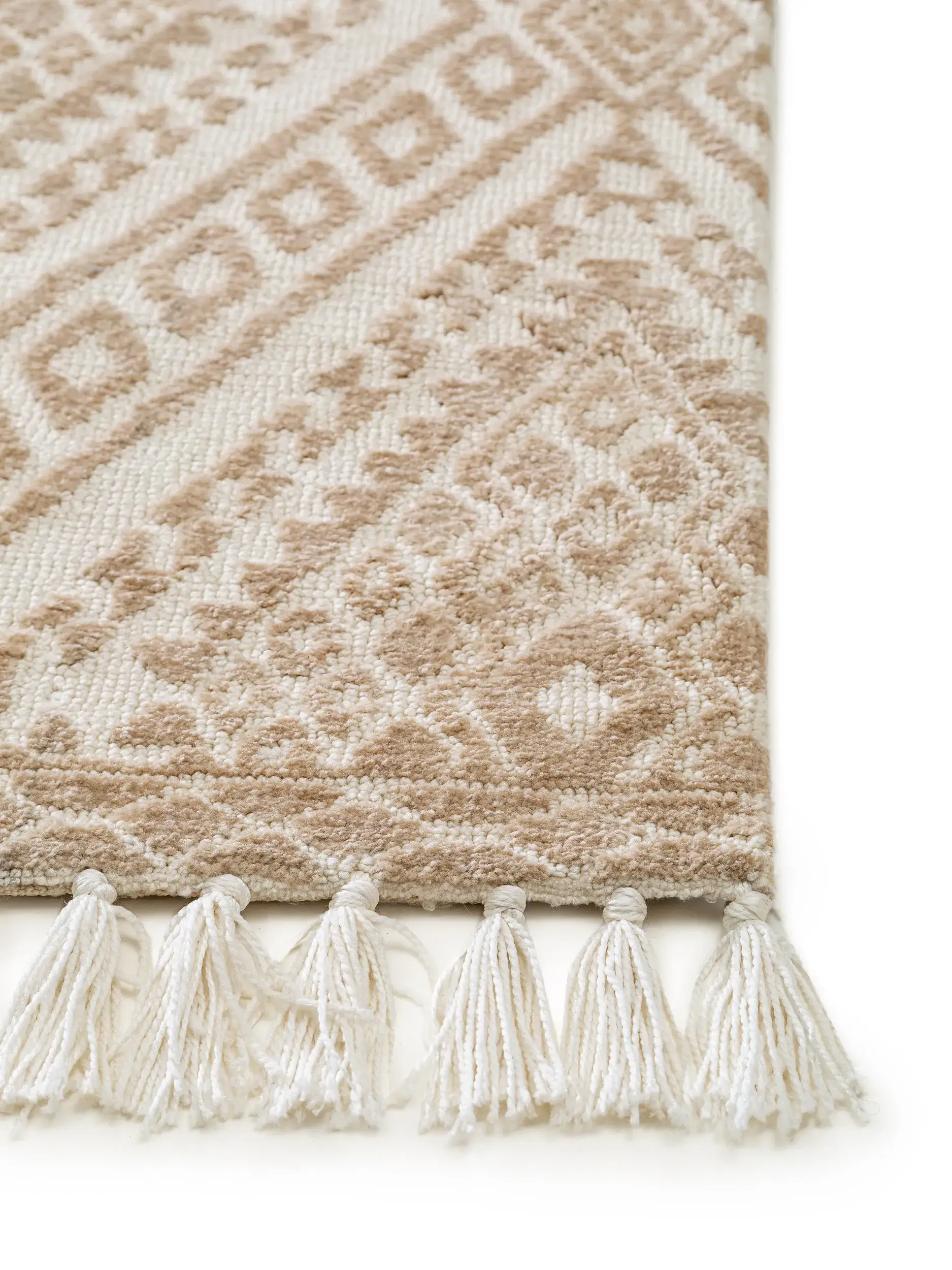 Teppich aus 100% Polyester (Microfiber) in Beige mit 100% Polyester (Microfiber) hohem Flor von benuta Nest