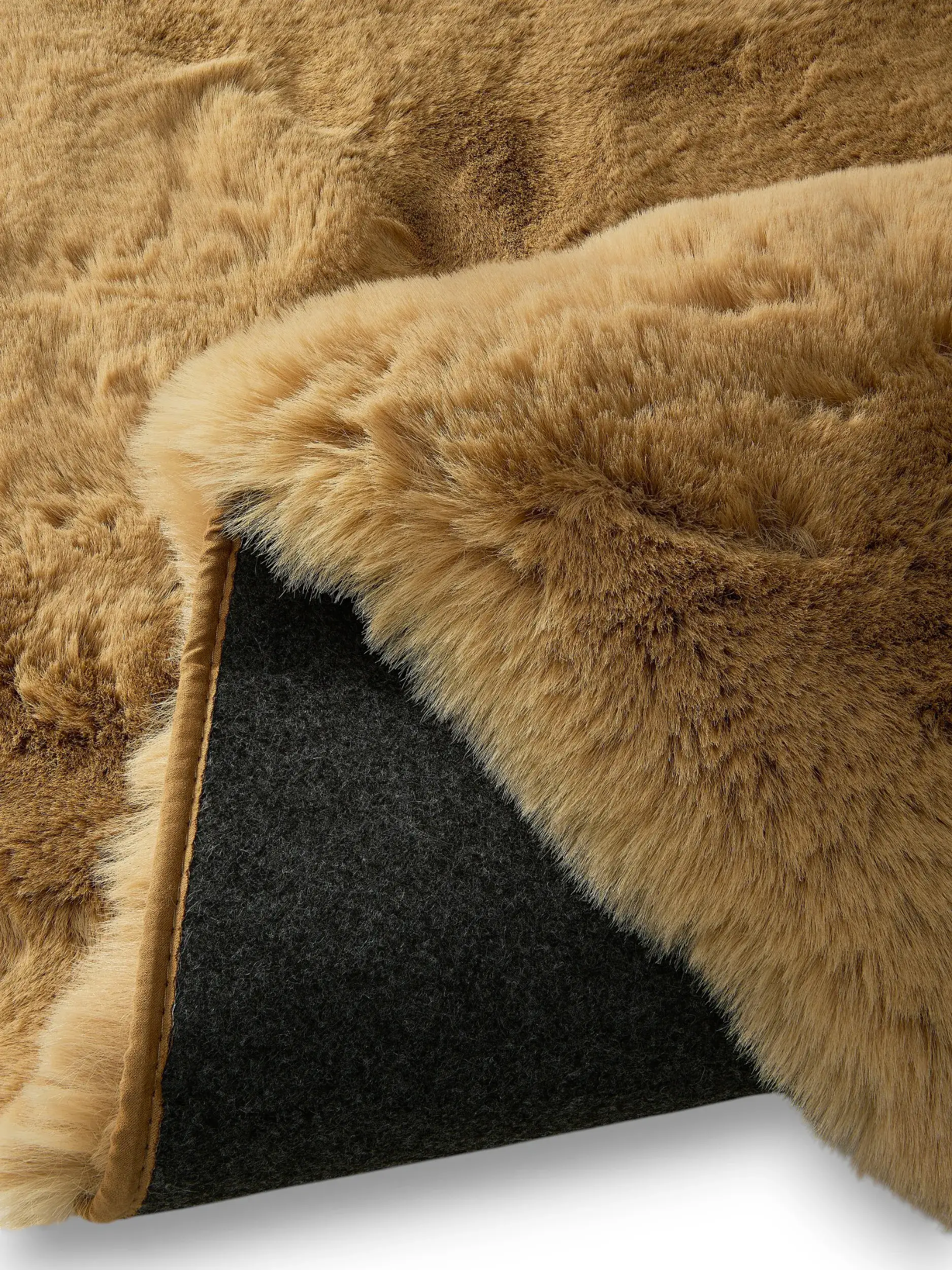 Rug made of 100% Polyester in Brown with a 100% Polyester high pile by benuta Finest
