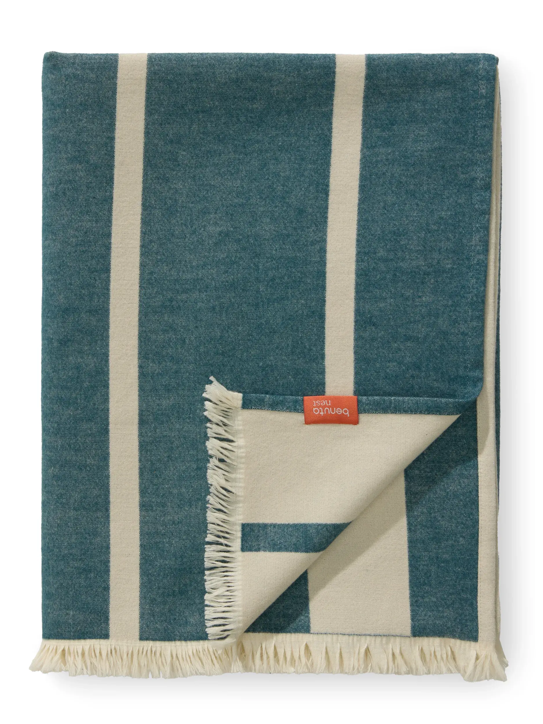 Cotton Blanket Reed Petrol by benuta Nest