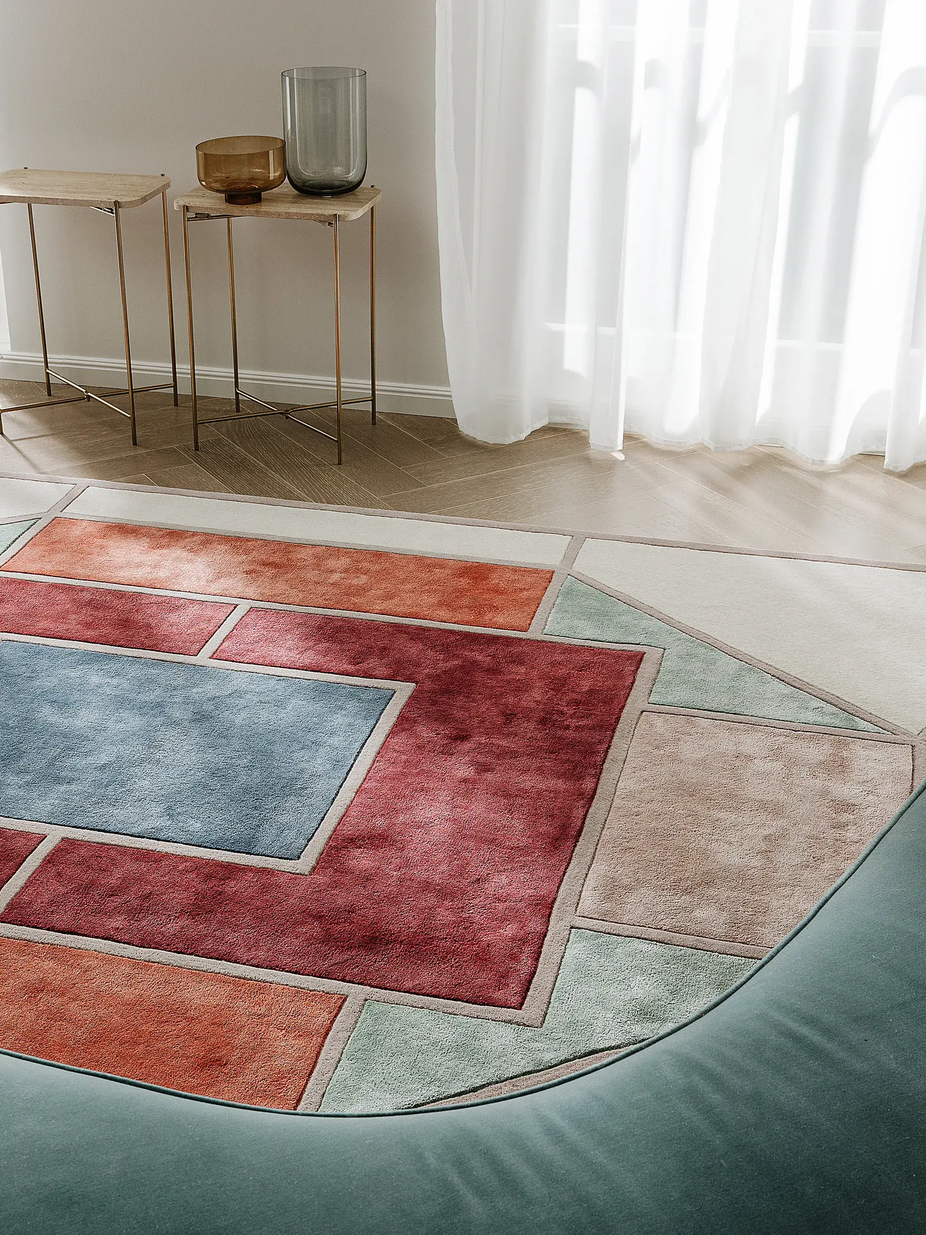 Teppich aus 50% Wolle, 50% Lyocell (Tencel™) in Multicolor mit 50% Wolle, 50% Lyocell (Tencel™) hohem Flor von benuta Finest