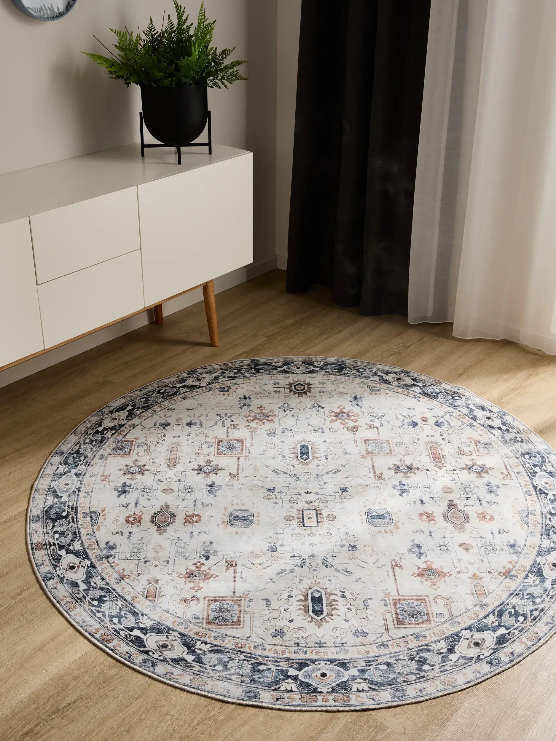 Rug made of 100% Polyester in Beige with a 100% Polyester high pile by benuta Basic
