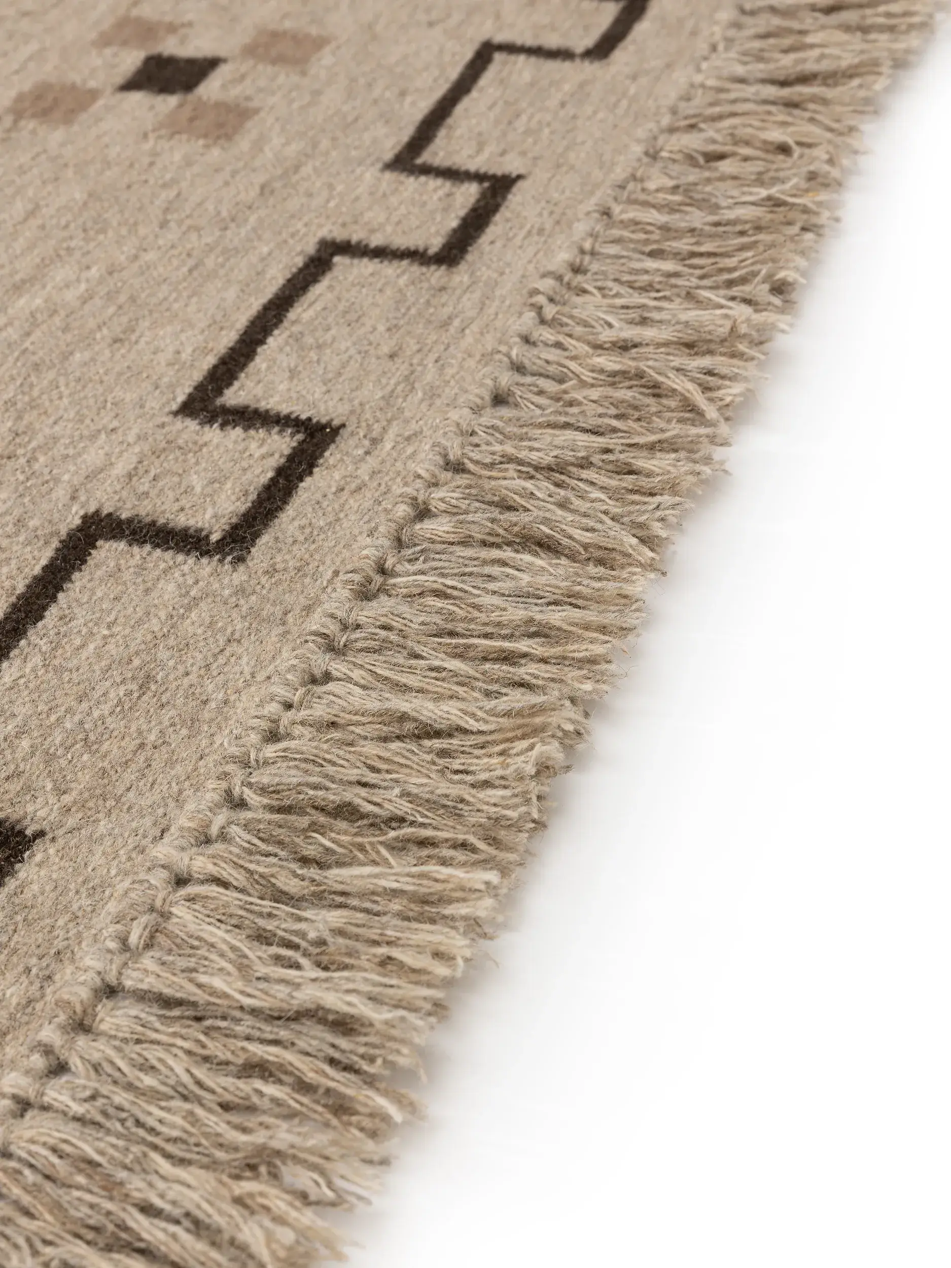 Tappeto di 80% Lana, 20% Cotone in Taupe con pelo alto 80% Lana, 20% Cotone da benuta pure