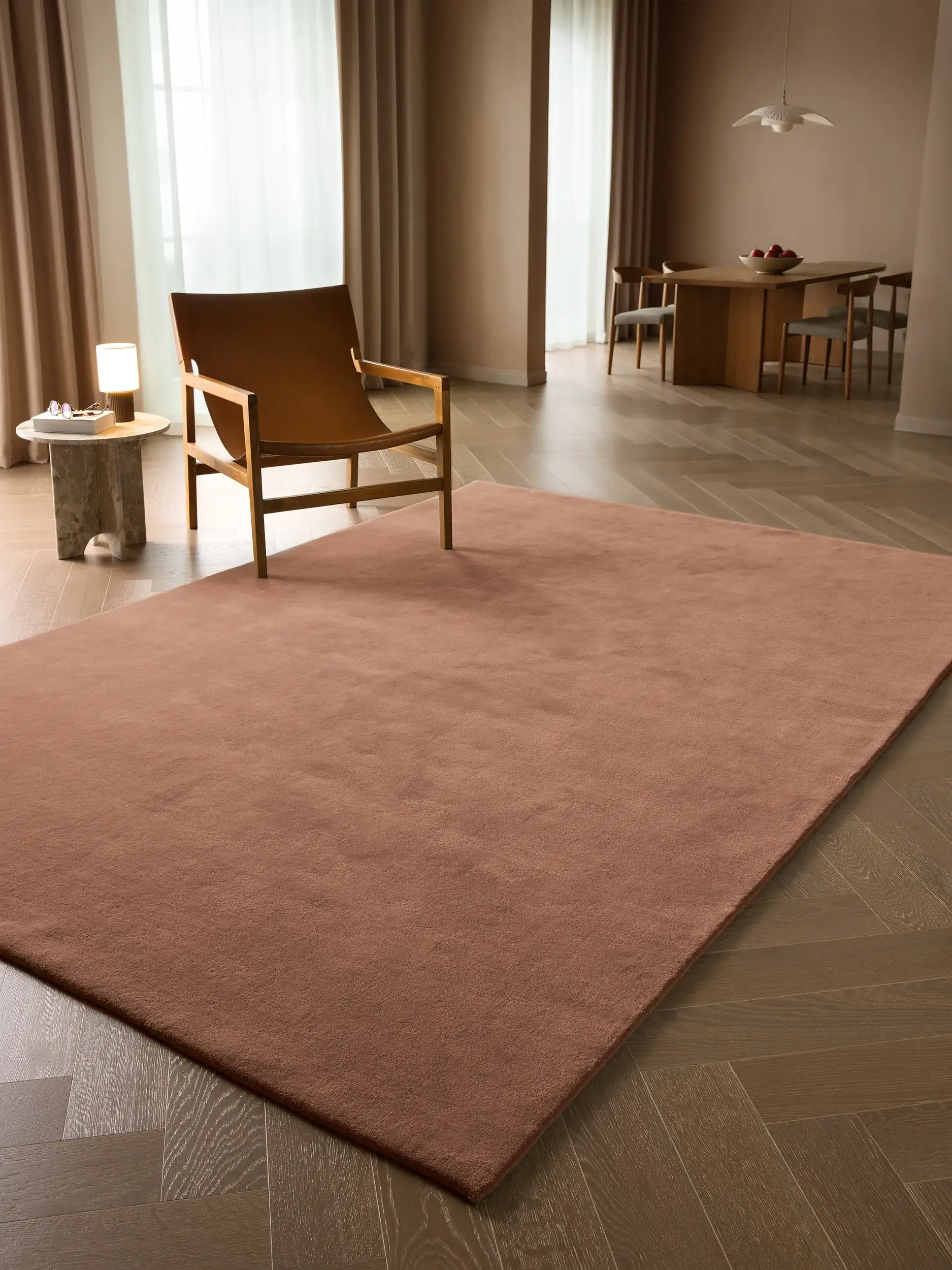 Teppich Mono aus 100% Wolle (aus Neuseeland) in Braun von benuta Finest