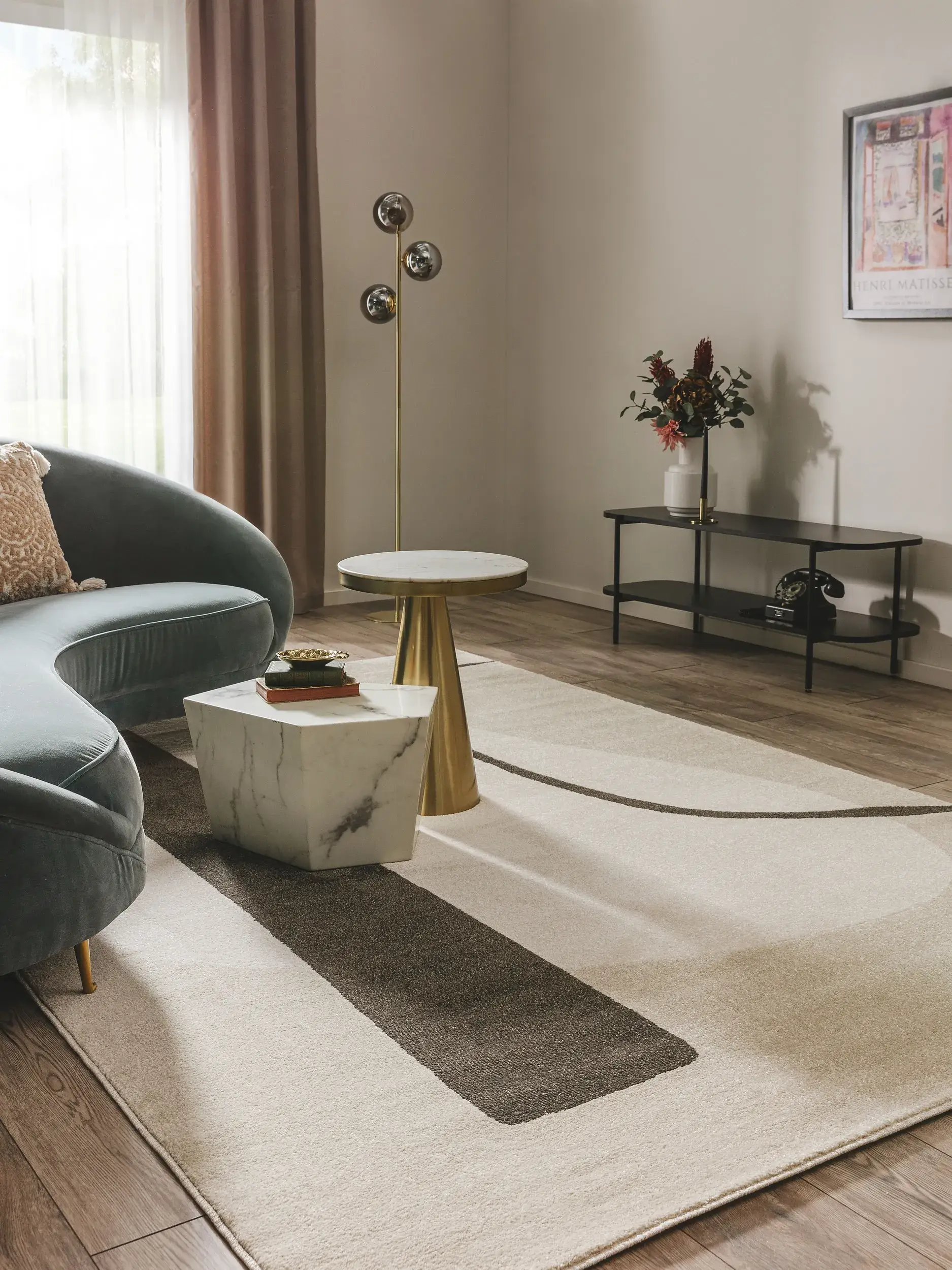 Teppich aus 100% Polypropylen in Schwarz/Weiß mit 100% Polypropylen hohem Flor von benuta Pop