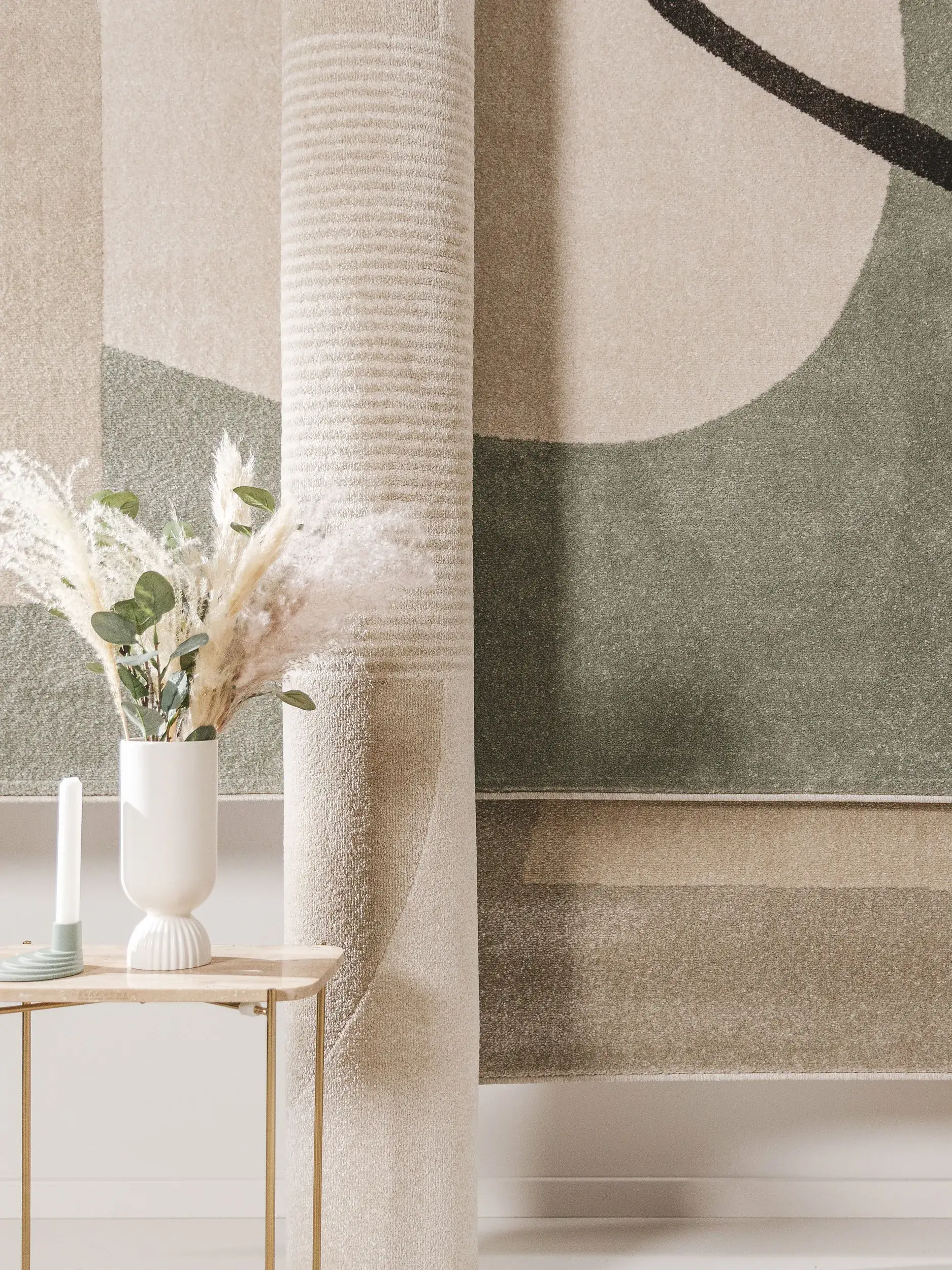 Teppich aus 100% Polypropylen in Beige mit 100% Polypropylen hohem Flor von benuta Pop
