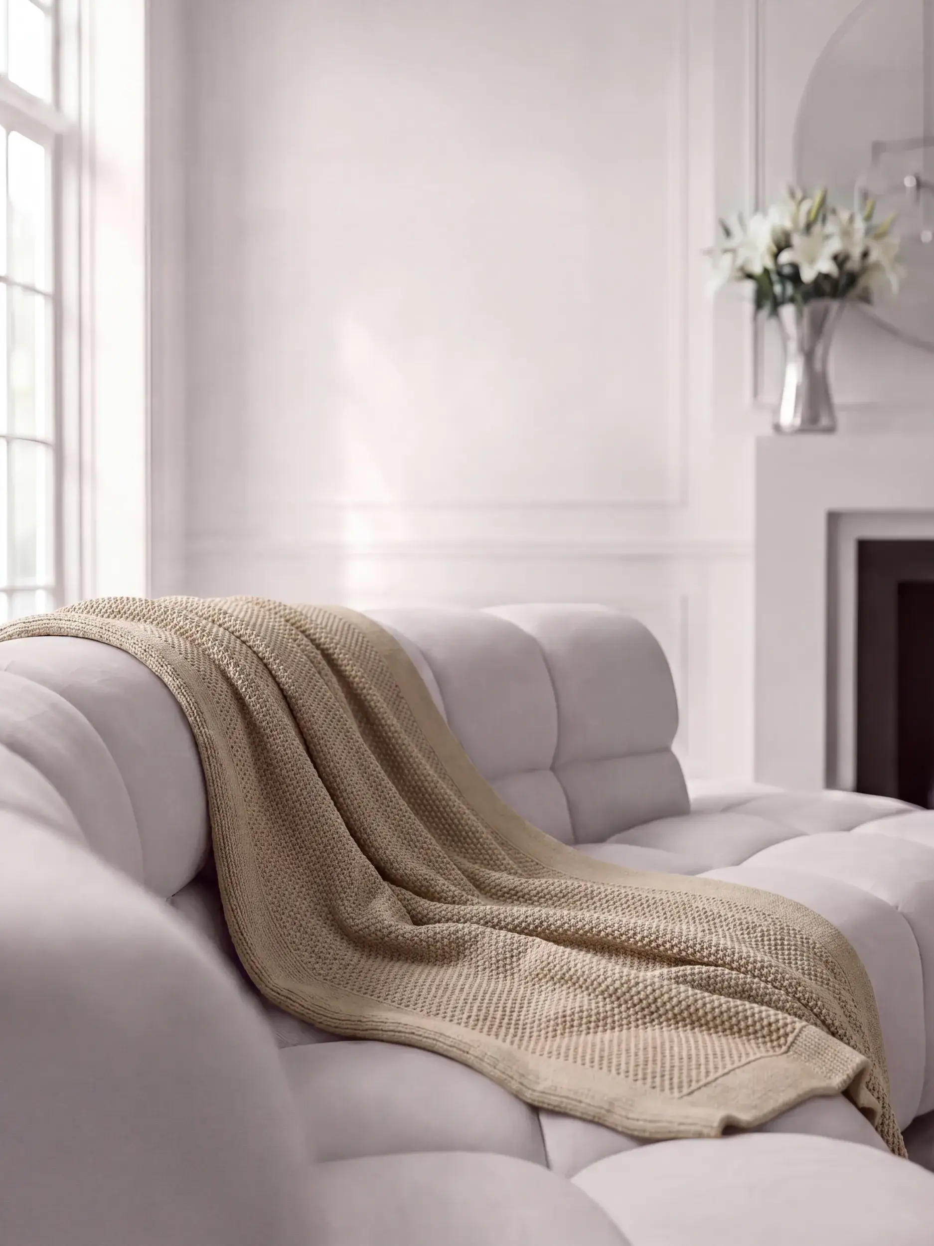 Katoenen deken Helma Beige van benuta Pure