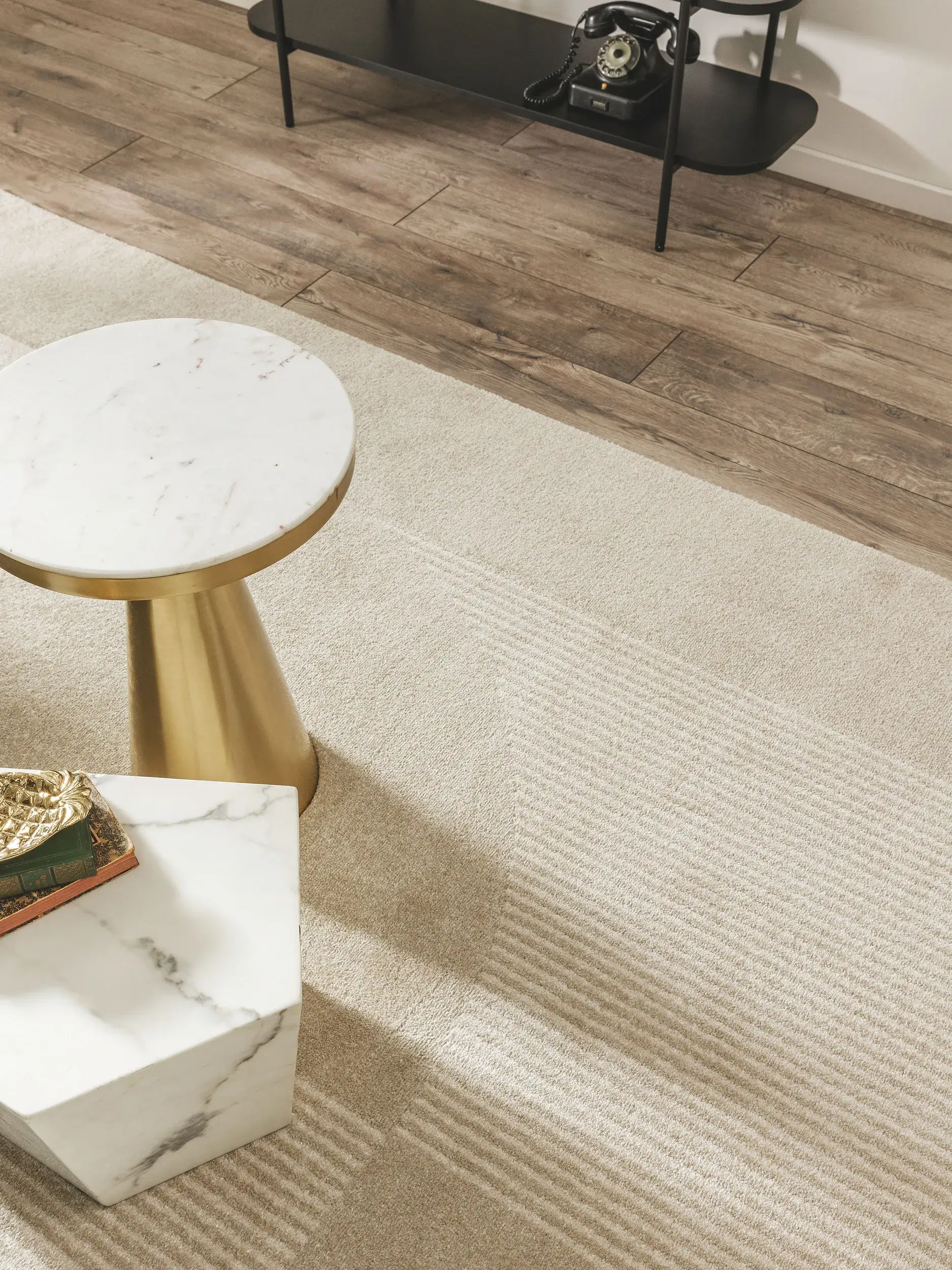 Teppich aus 100% Polypropylen in Beige mit 100% Polypropylen hohem Flor von benuta Pop