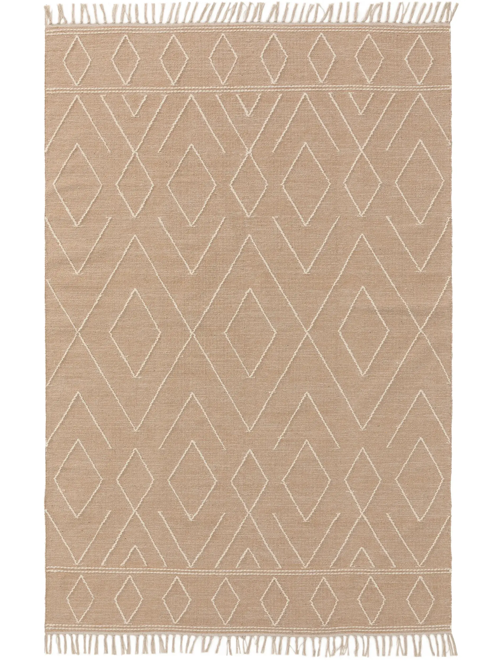 Teppe av 60% Baumwolle, 40% Wolle i Beige med 60% Baumwolle, 40% Wolle høy lugg fra benuta Pure