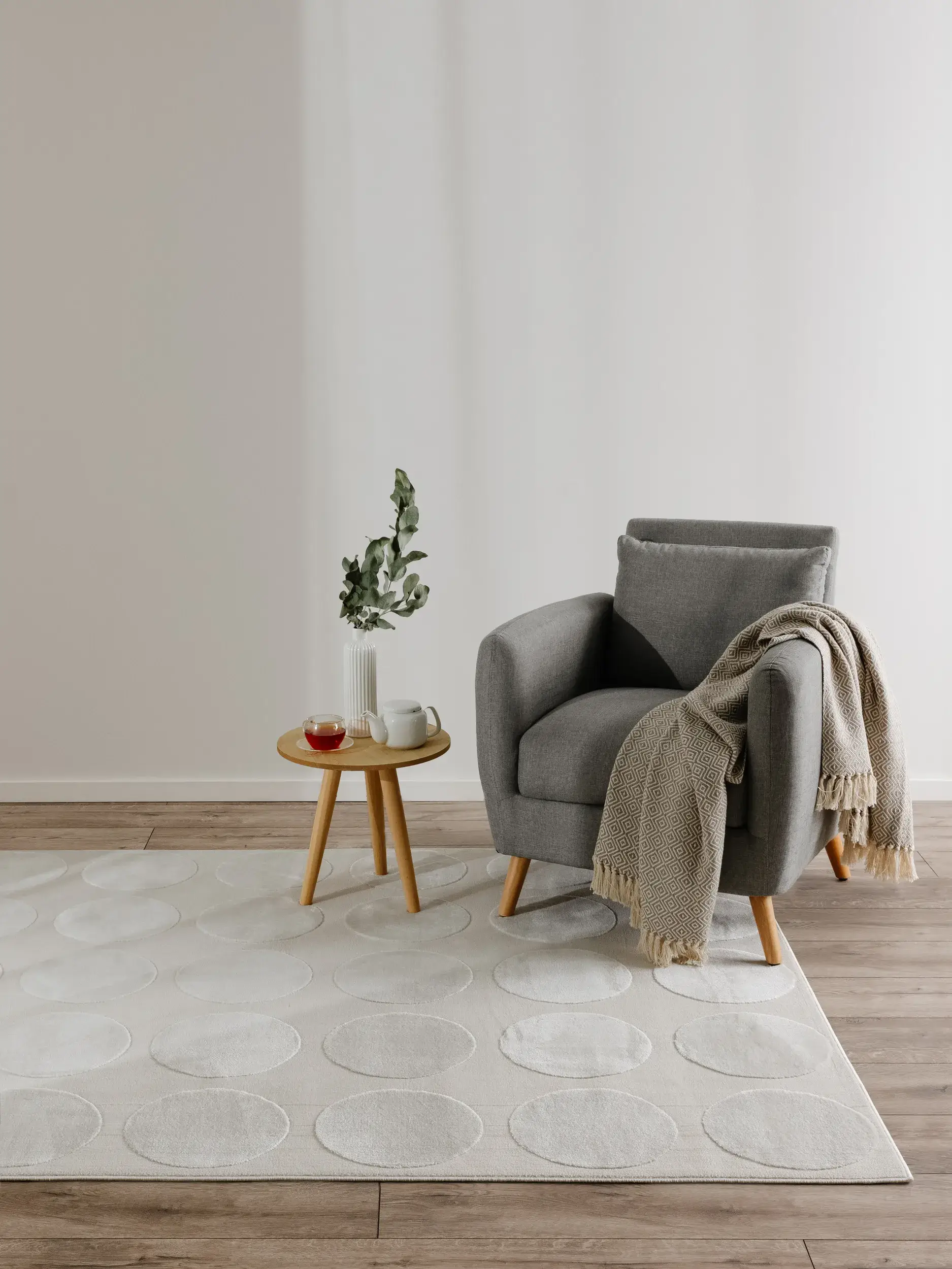 Teppe av 60% Polyester, 40% Polypropylen i Weiß med 60% Polyester, 40% Polypropylen høy lugg fra benuta Basic