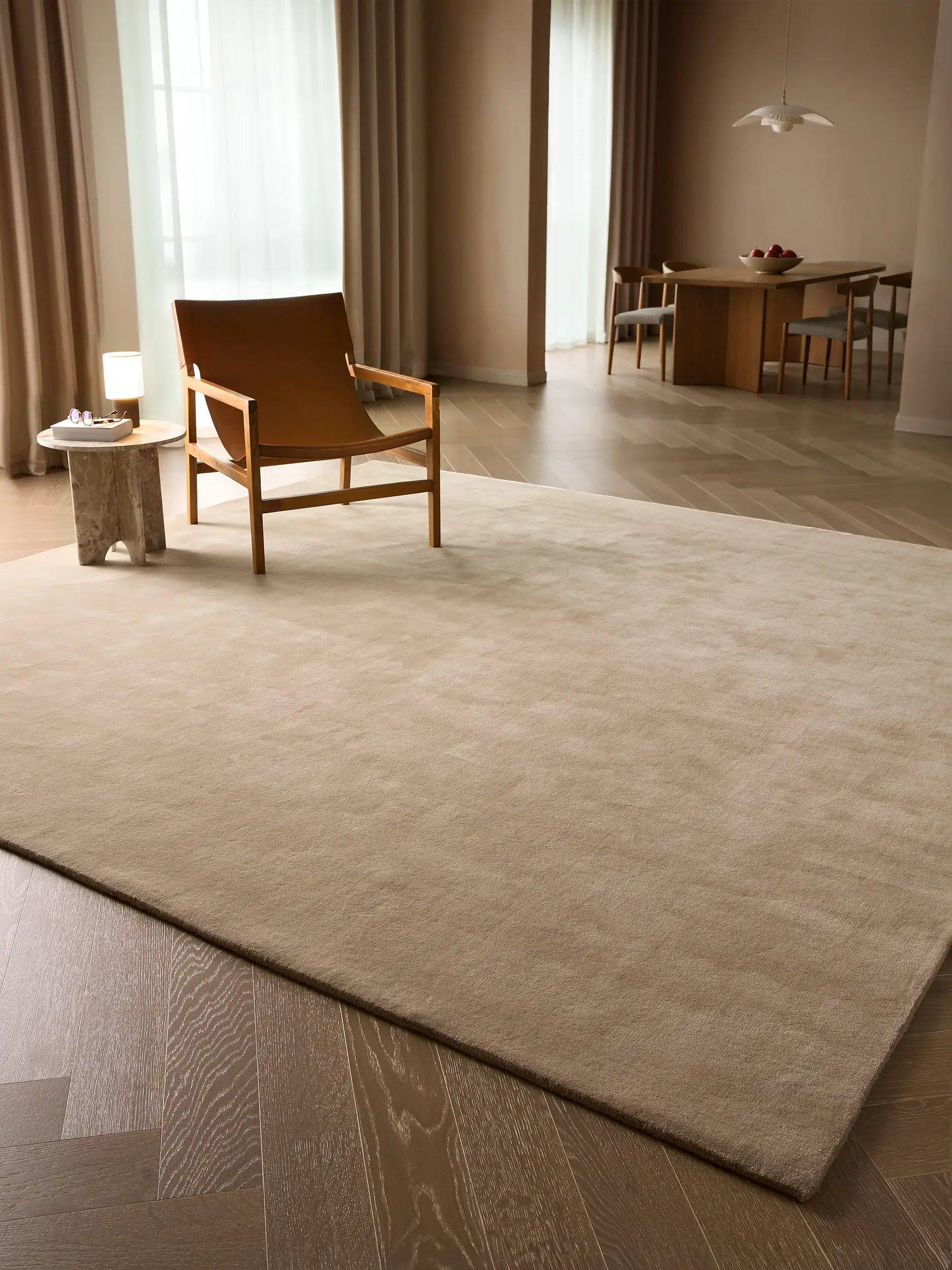 Teppich Mono aus 100% Wolle (aus Neuseeland) in Beige von benuta Finest