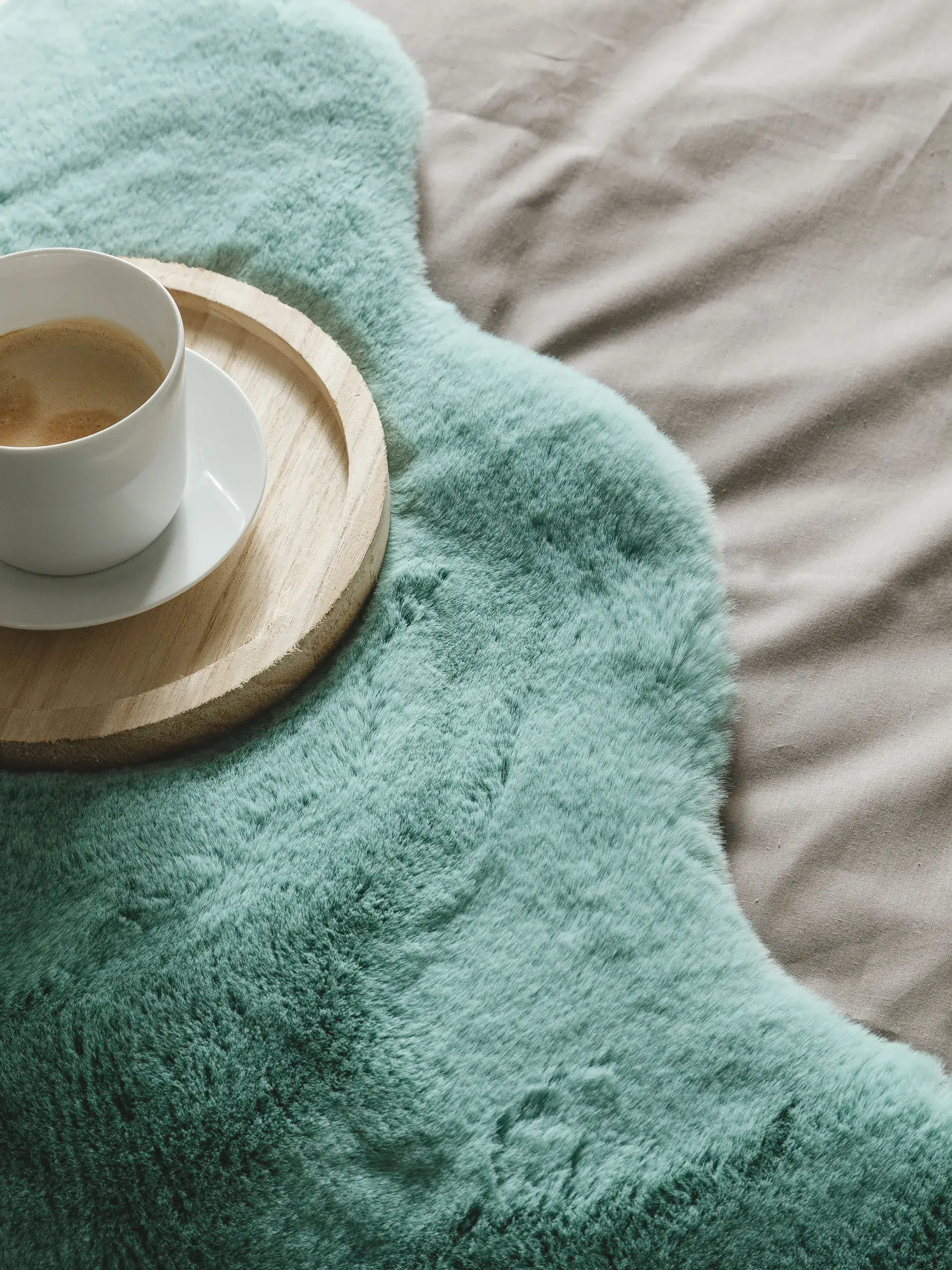 Kunstfell Dave Blau im Design Uni aus 100% Polyester von benuta Nest