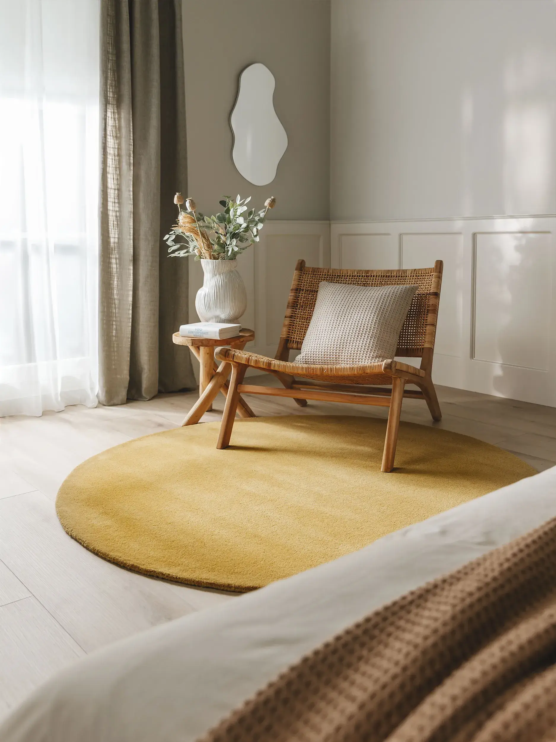 Teppich aus 100% Wolle in Gelb mit 100% Wolle hohem Flor von benuta Nest