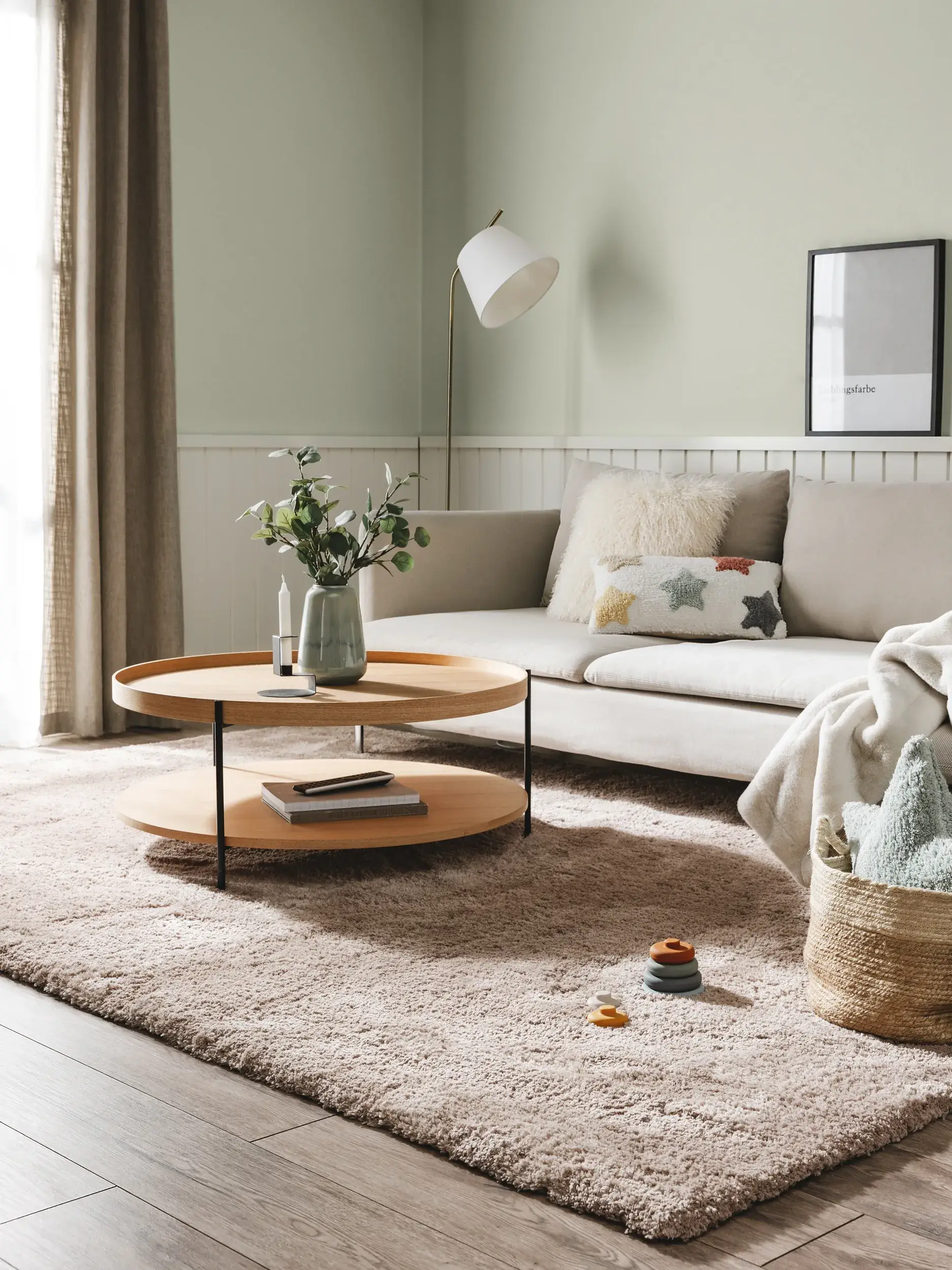 Rug made of 100% Polyester in Taupe with a 100% Polyester high pile by benuta Nest