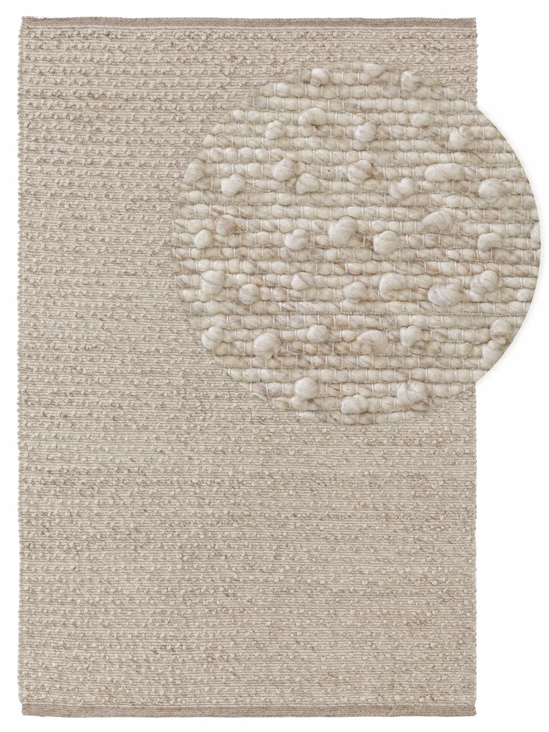 Tapijt van 40% Wol, 30% Katoen, 20% Polyester, 10% Viscose in Beige met een 40% Wol, 30% Katoen, 20% Polyester, 10% Viscose hoge pool van benuta pure