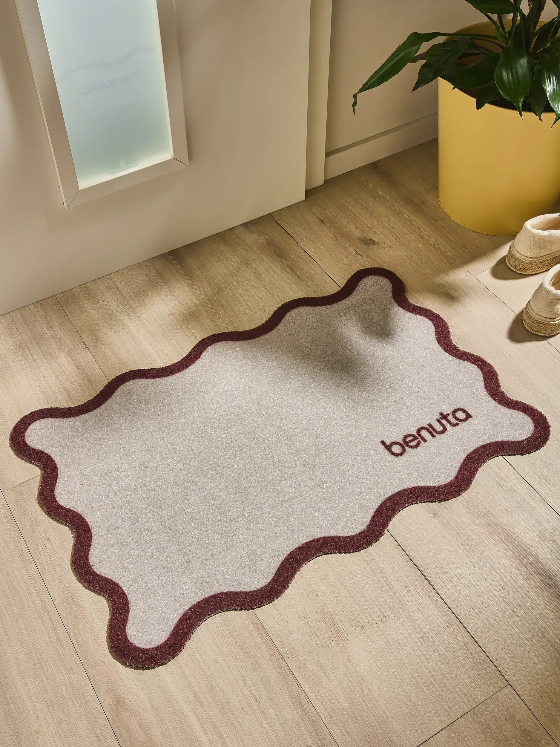 Deurmat Curl Beige/Bruin im Design Rand aus 100% Polyester (gerecycled PET) von benuta