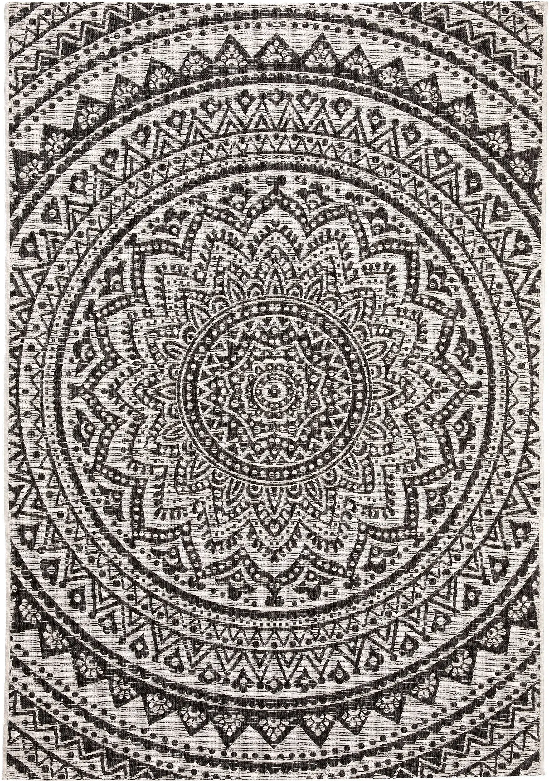 Rug made of 100% Polypropylen in Schwarz/Weiß with a 100% Polypropylen high pile by benuta Nest